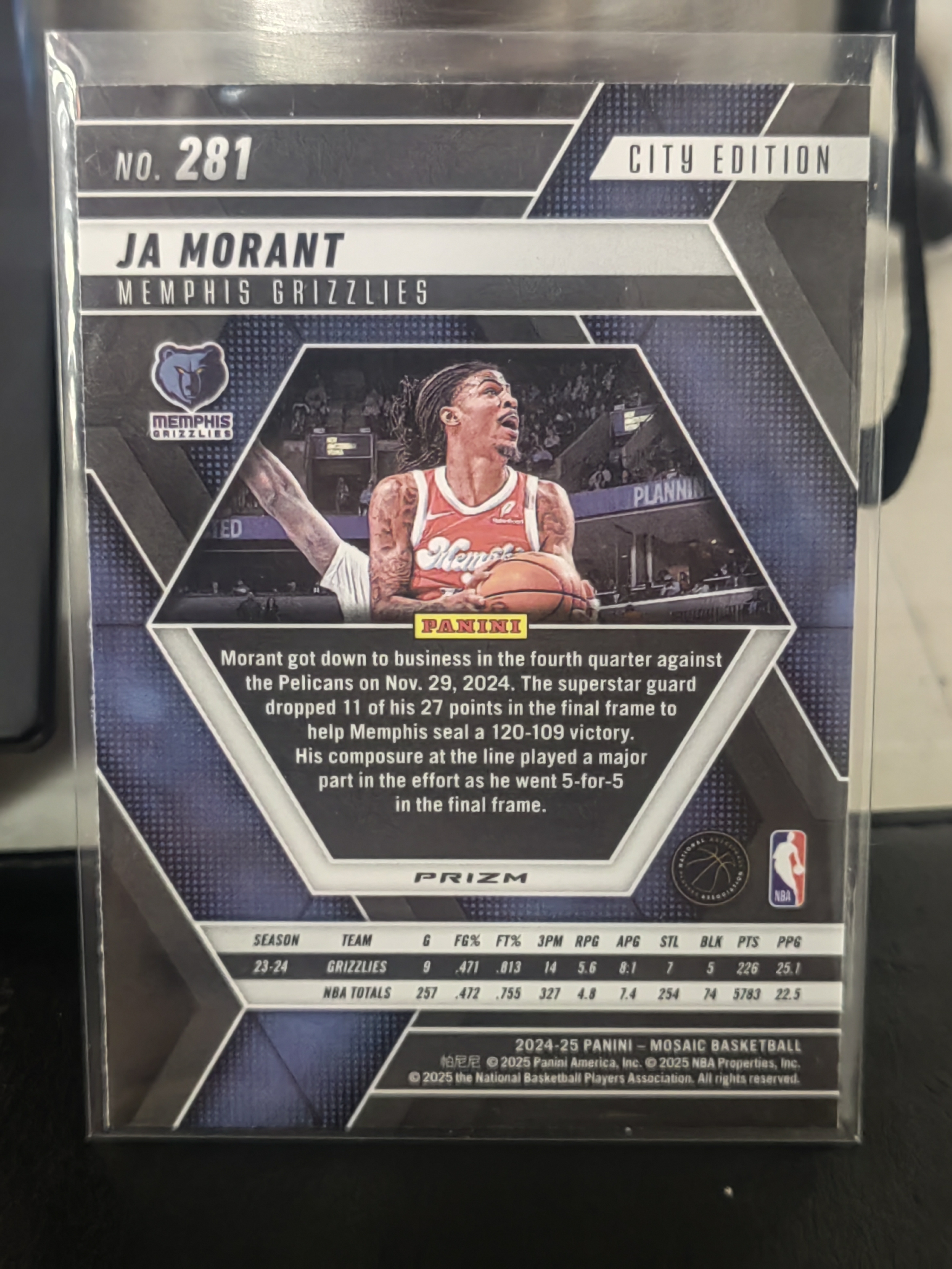 2024-25 Panini Mosaic Ja Morant 马赛克 莫兰特 灰熊 金折 金迷宫 金蜂巢 小鱼 白边白角 不保卡品 卡品如图