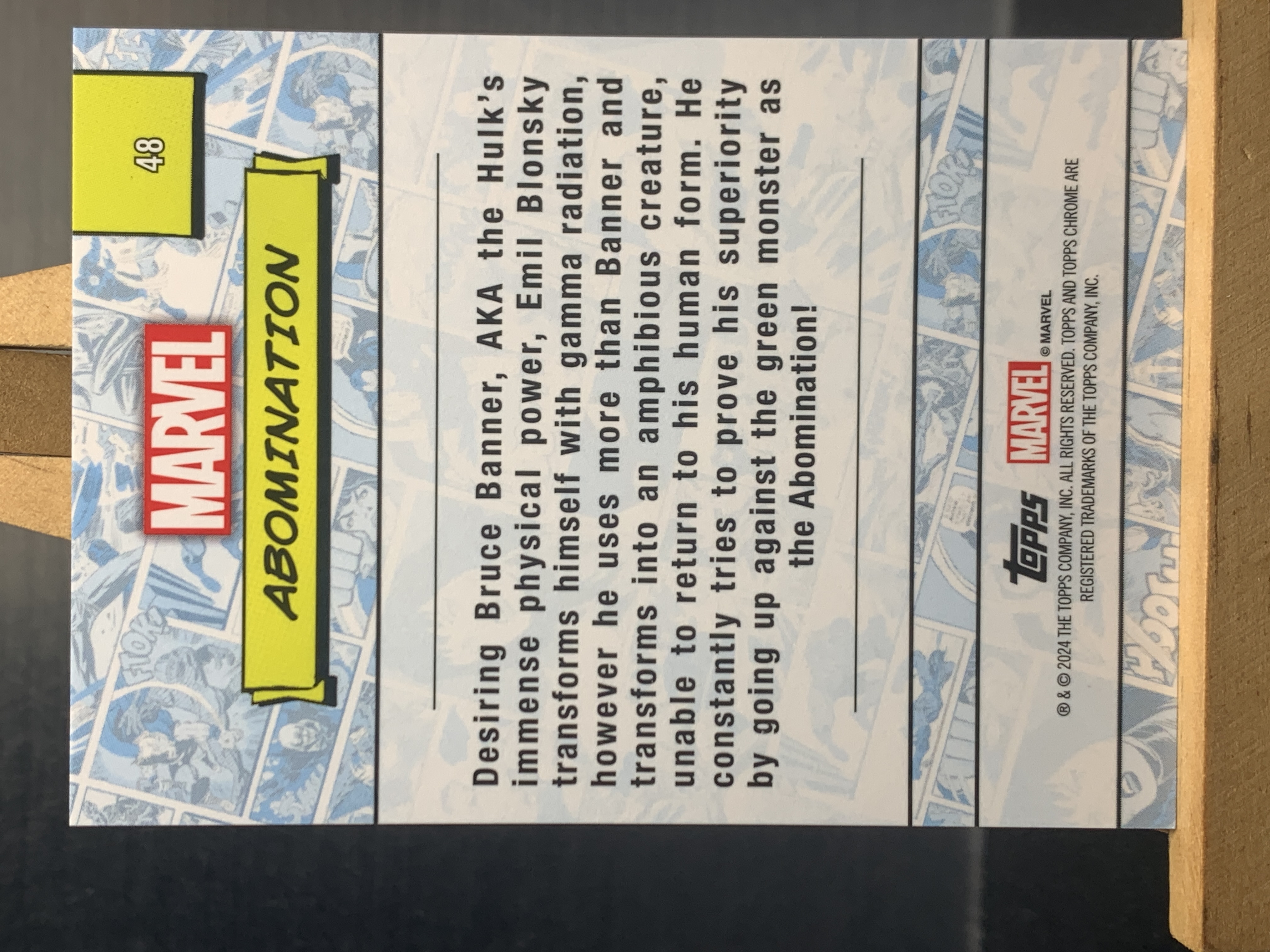 (C3)2024 TOPPS Marvel 漫威 元年 BASE 憎恶 实卡好看 收藏凑套必备 卡品如图!!!