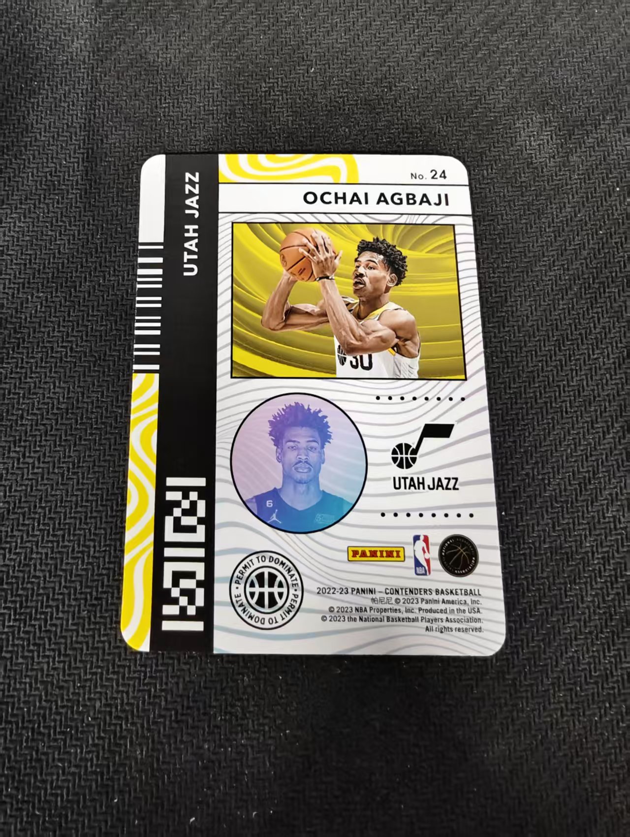 【汽水拍卖】2022-23 Panini Contenders Ochai Agbaji RC 球票 犹他爵士 新秀 rc 奥查伊 阿巴吉 护照特卡 微瑕如图