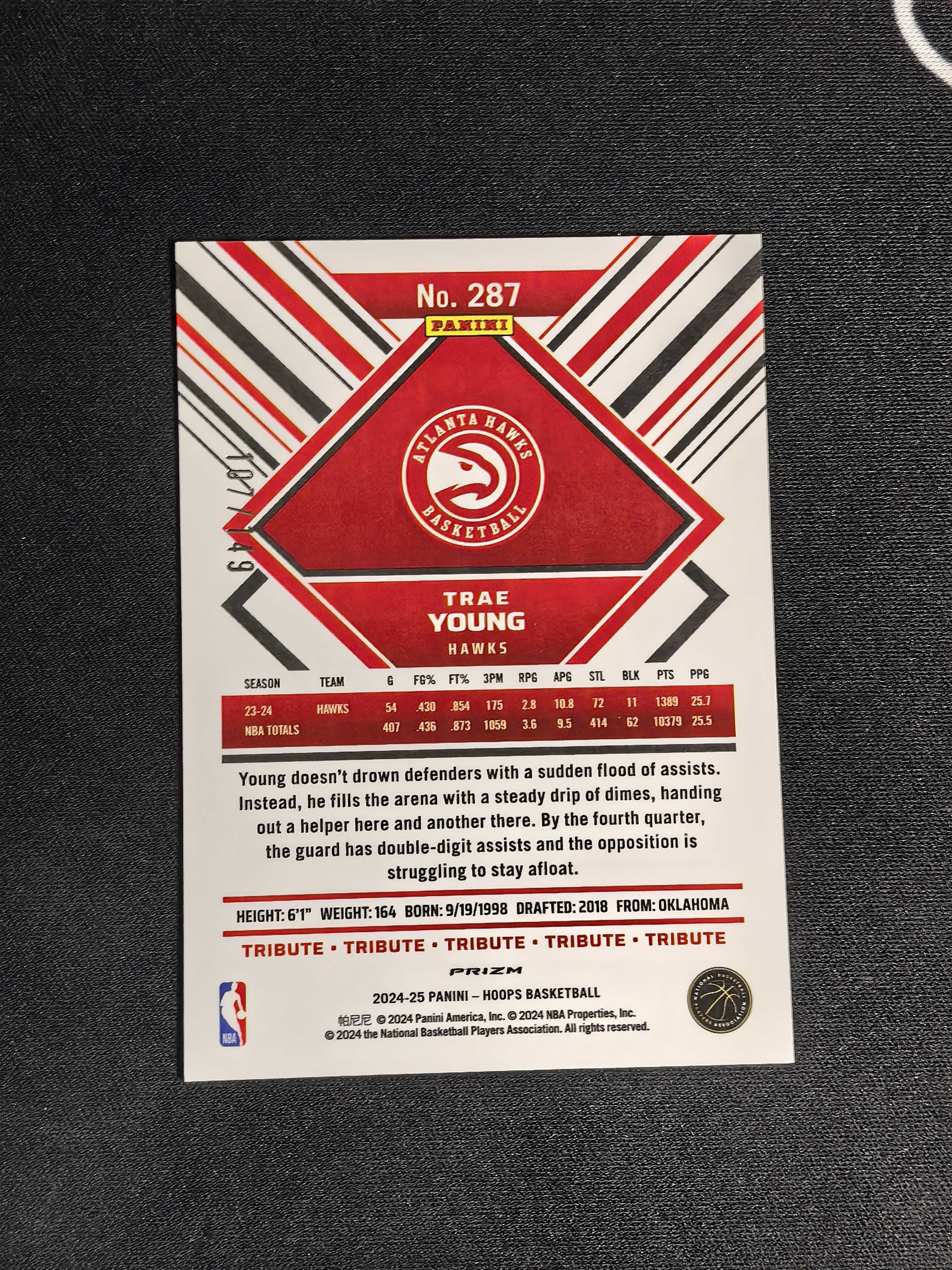 2024-25 Panini NBA Hoops Trae Young 特雷 杨 杨吹 绿折 149编 老鹰 值得收藏 卡品如图 鱼【CYT球星卡】