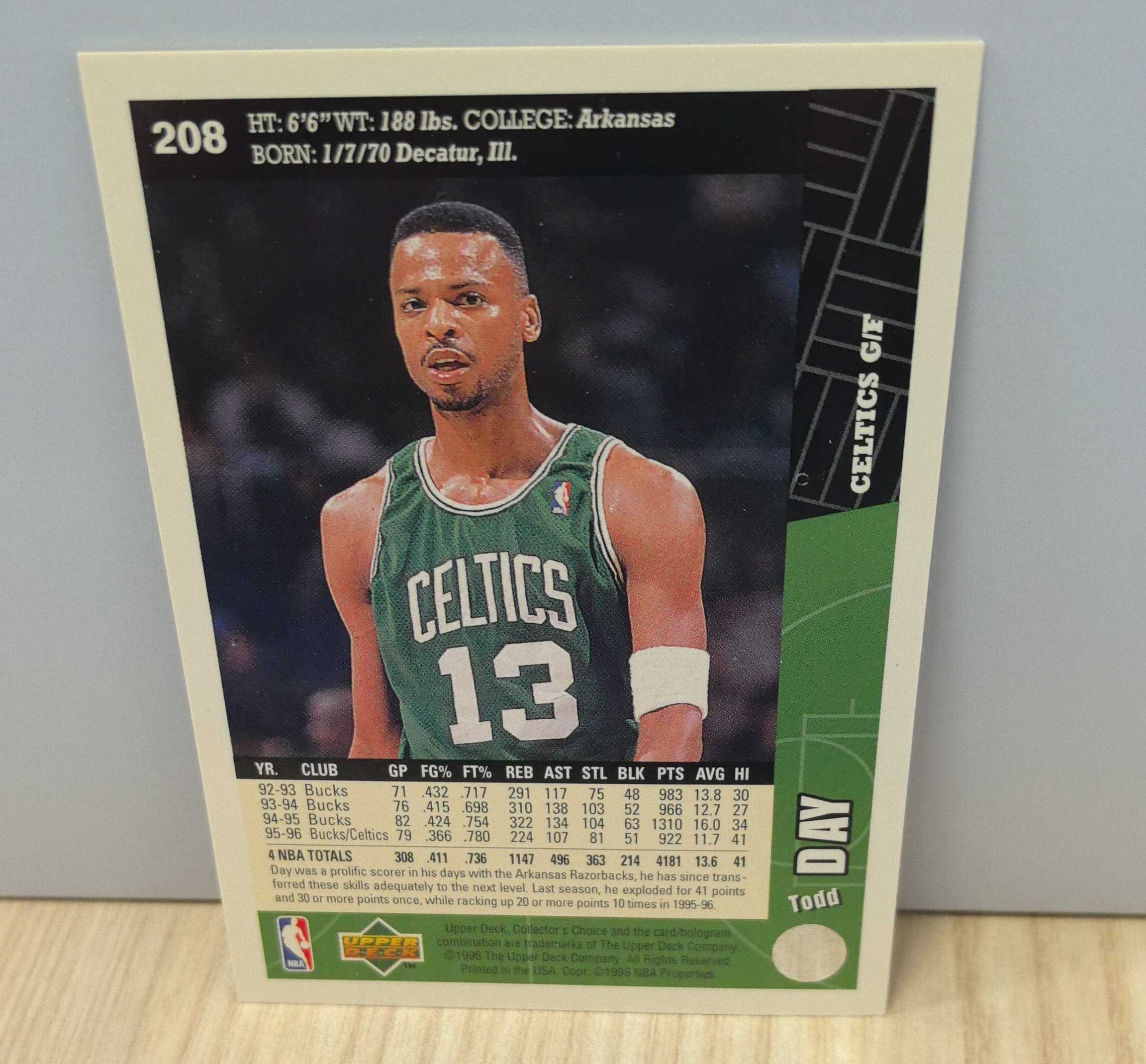 1996-97 Upper Deck Collector's Choice Todd Day 托德·达耶 先后效力于雄鹿 太阳 热火 森林狼和凯尔特人 硬通货 极具收藏价值