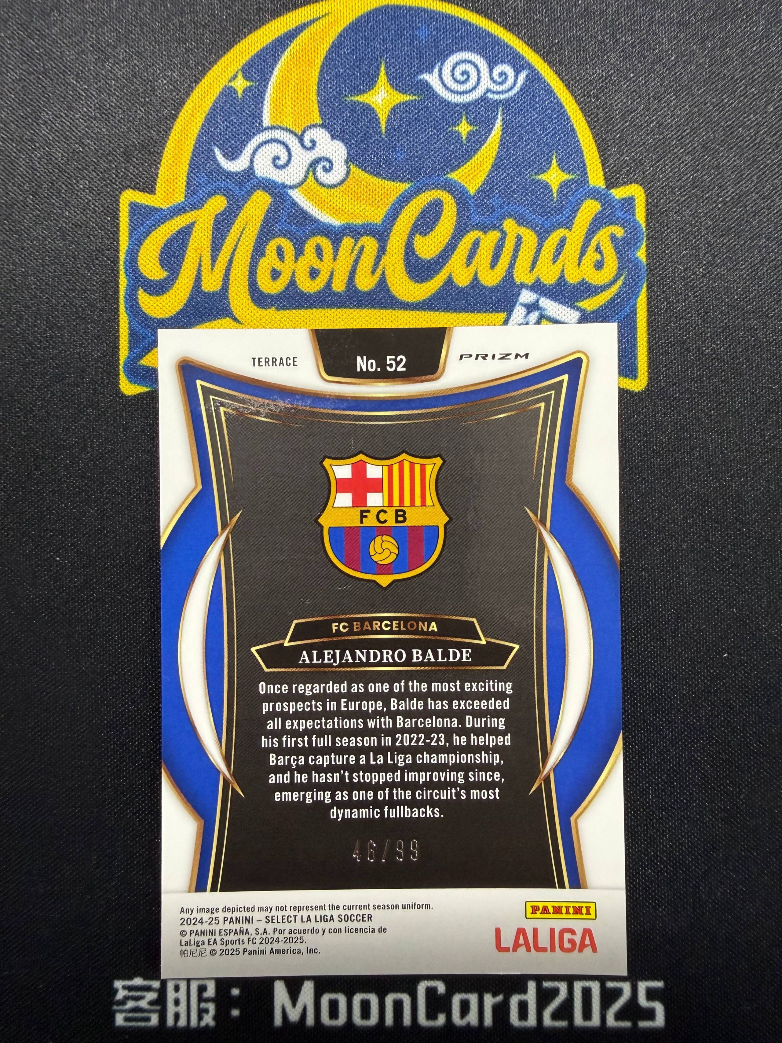 【梦卡拍卖】2024-25 Panini Select Alejandro Balde 巴尔德 巴萨 西甲 折射 /99编 紫折 细节如图 #Ci# 三金GY