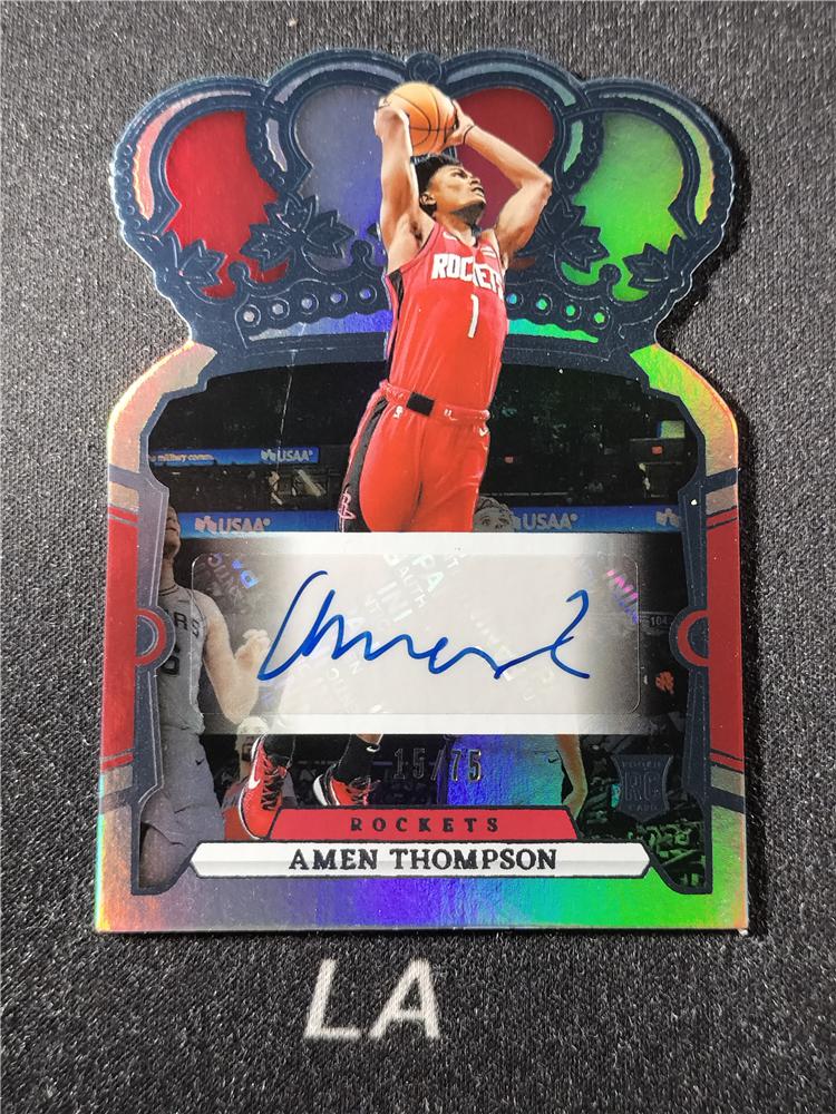 【LA拍卖】2023-24 Panini Crown Royale Amen Thompson 皇冠 新秀RC 阿门 汤普森 最佳新秀二阵 火箭 蓝折 签字 /75编 瑕疵如图  B75D