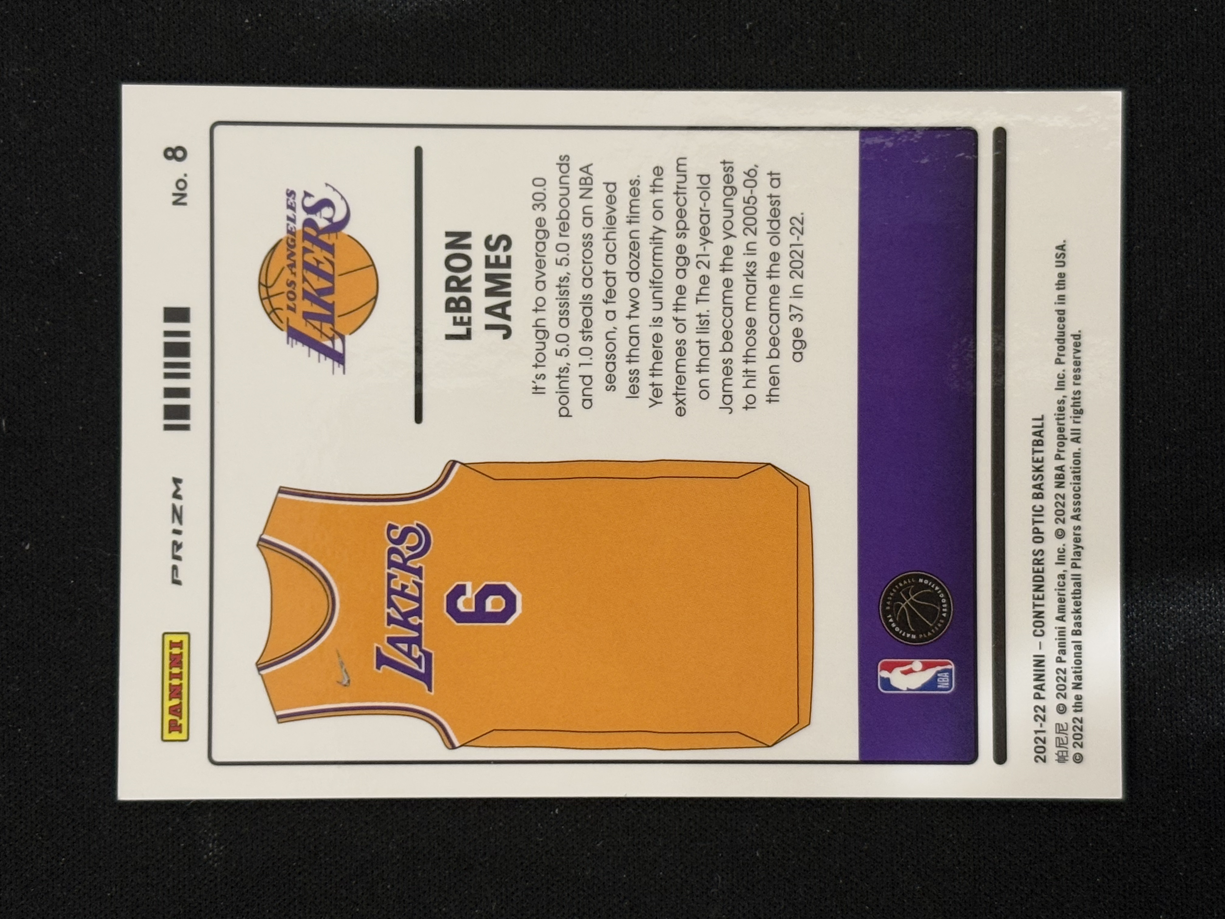 2021-22 Panini Contenders LeBron James 球票OP 勒布朗 詹姆斯 Uniformity 小背心特卡 红碎冰折 - Sasha