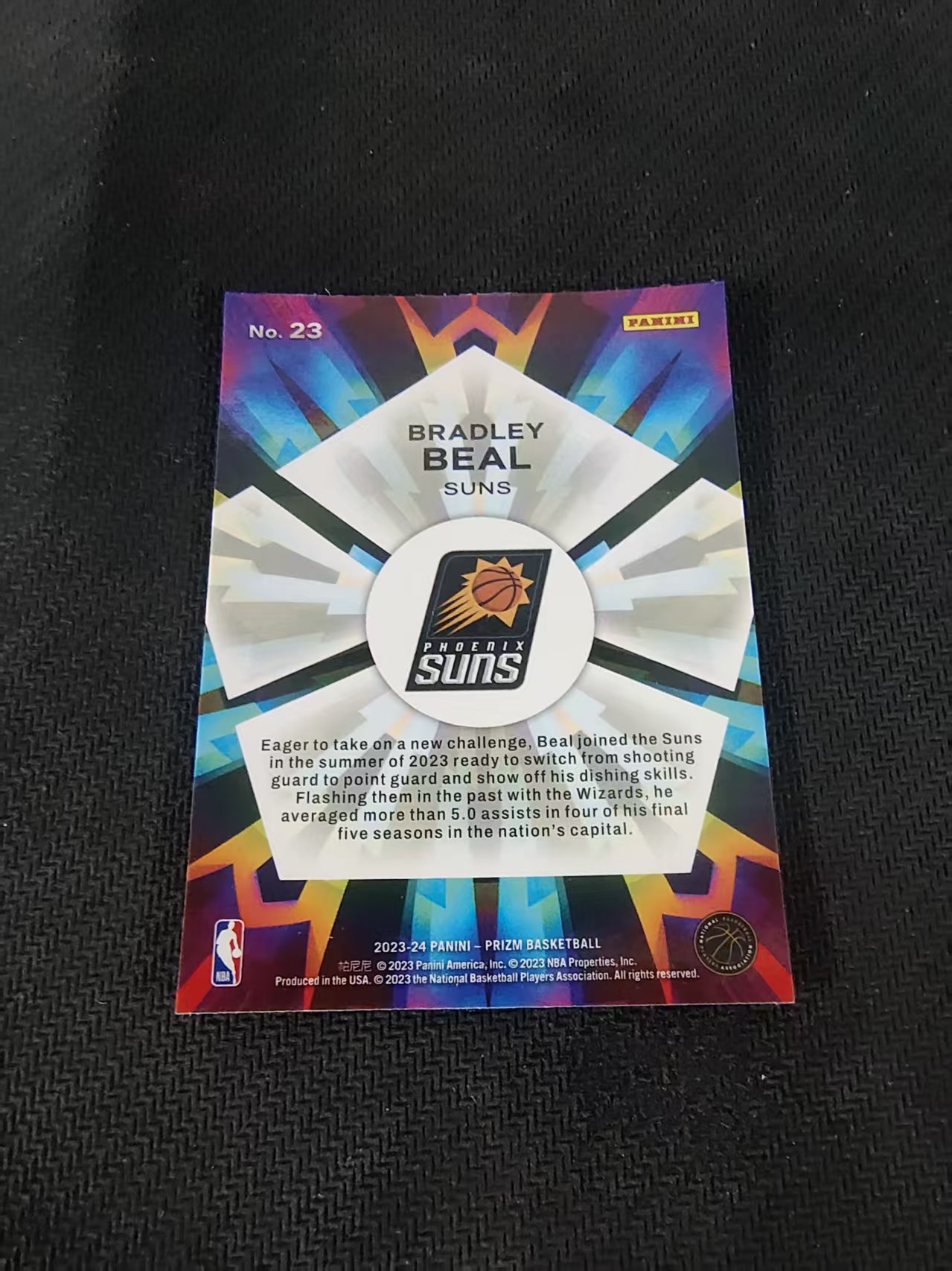 【可合并,不累计】2023-24 Panini Prizm Bradley Beal 太阳 布拉德利 比尔 万花筒特卡 PZ 划痕 边角微瑕 介意勿拍 #23