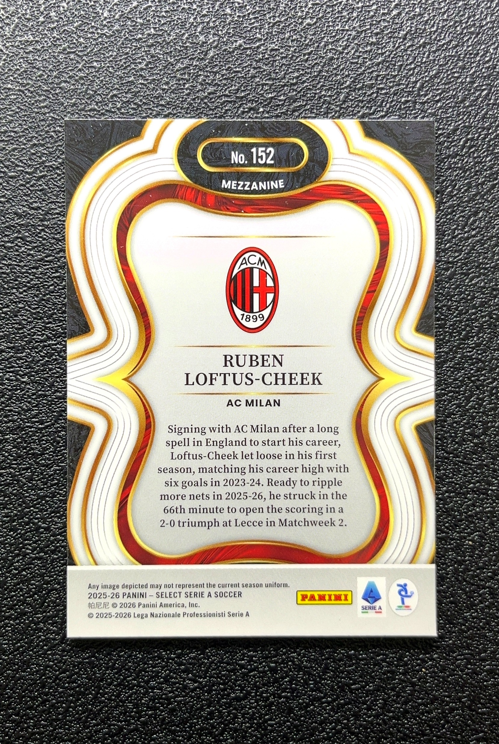 【岛屿拍卖】2025-26 Panini Select 蜂窝 Ruben Loftus-Cheek 鲁本·洛夫图斯-奇克 卡品如图 高价值 #152 AC MILAN 米兰 0015#329