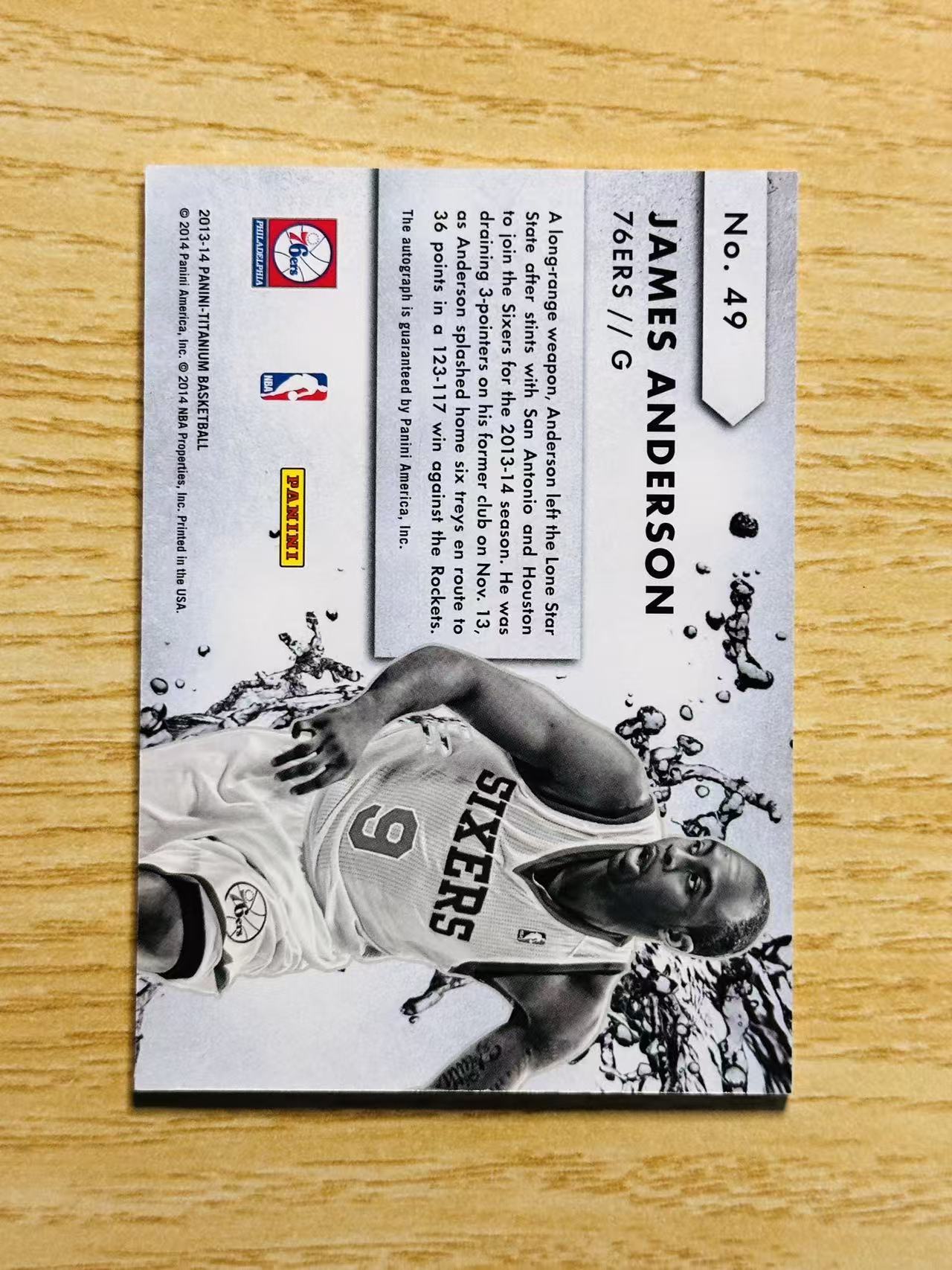 2013-14 Panini Titanium James Anderson 嘿嘿代卖 泰坦 詹姆斯 安德森 签字 费城76人 收藏必备