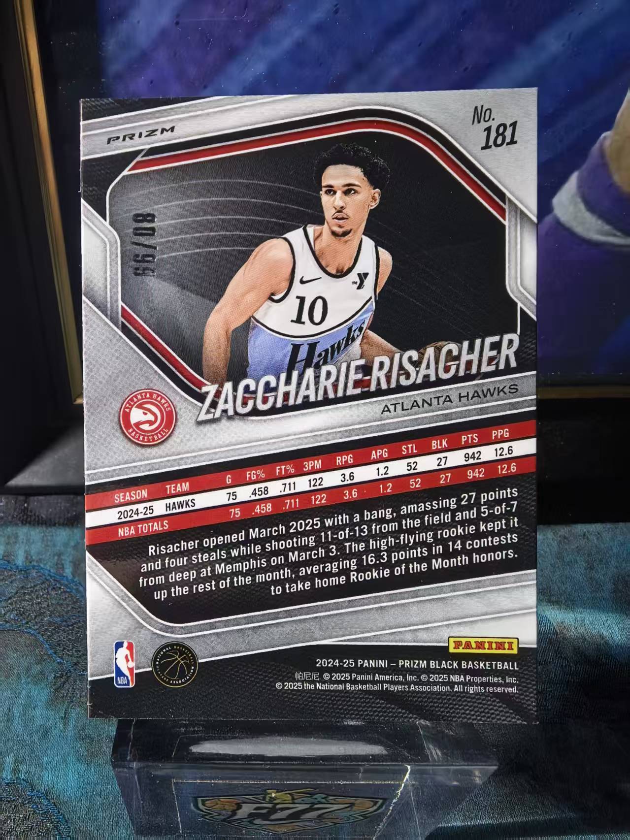 2024-25 Panini Prizm Zaccharie Risacher pz 新秀 RC 老鹰 里萨谢 99编 紫折 卡品如图 收藏必备
