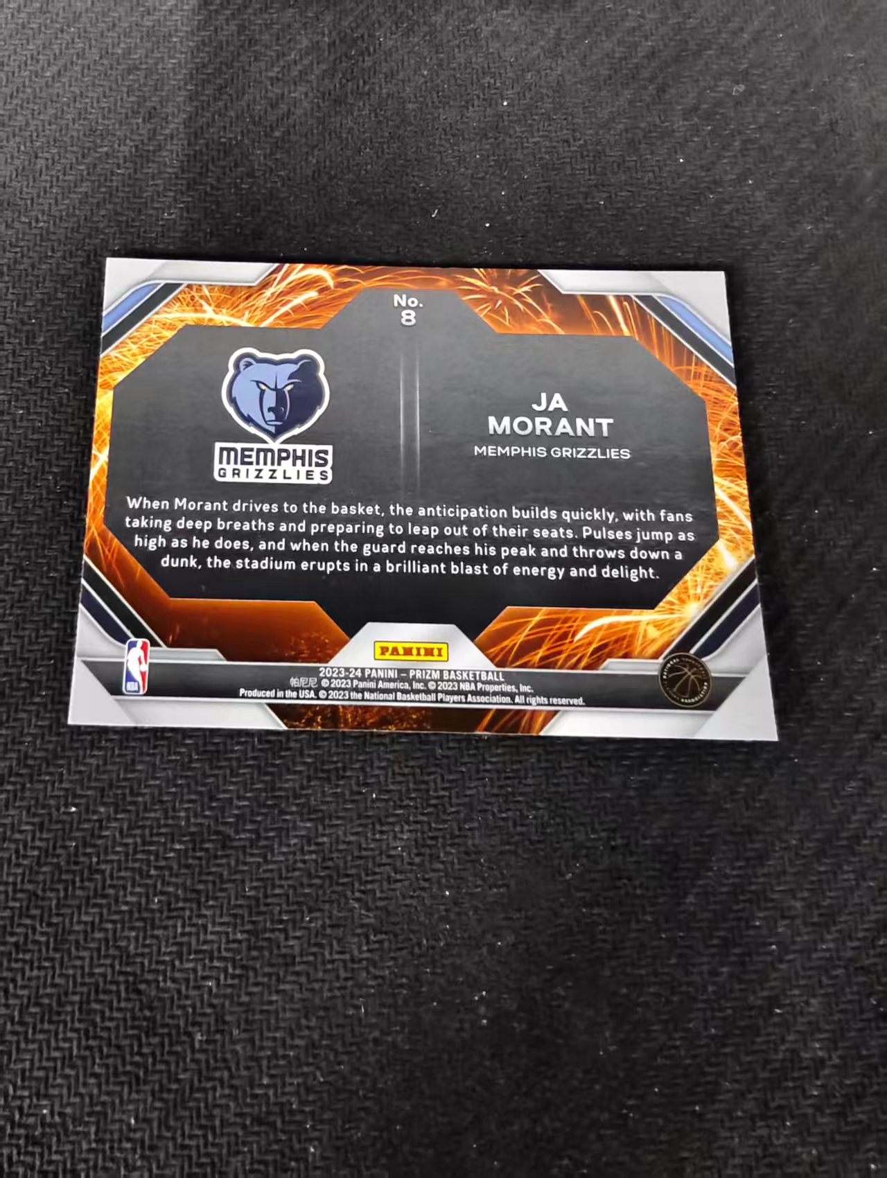 【可合并,不累计】2023-24 Panini Prizm Ja Morant 贾 莫兰特 腰王 灰熊 烟花特卡 PZ 不保卡品 介意勿拍 #8