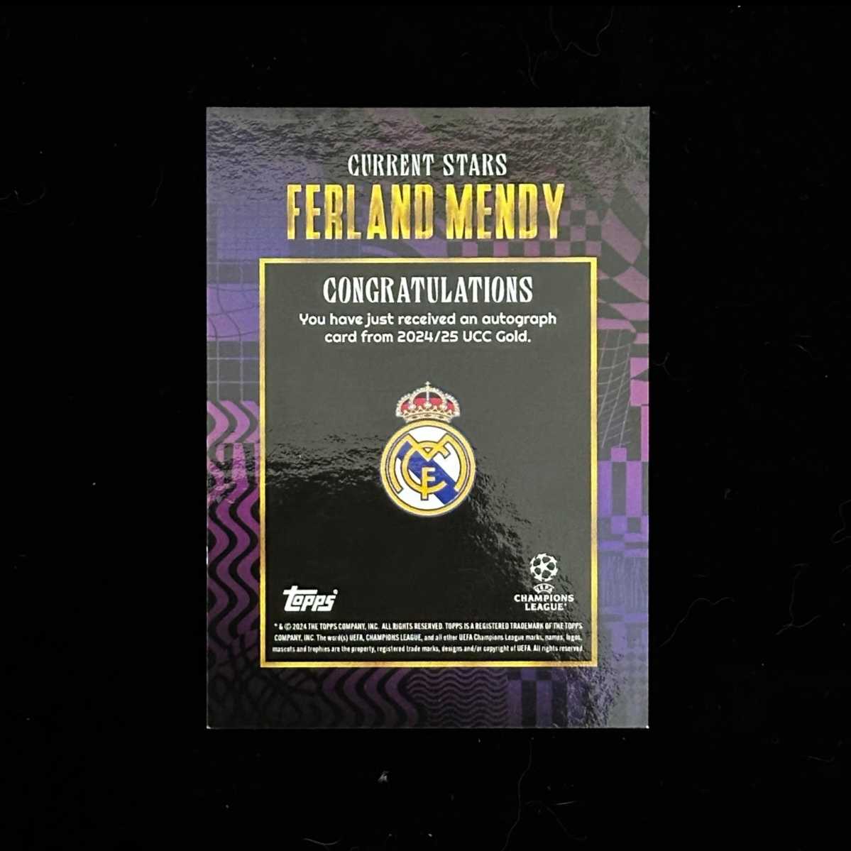 2024 Topps UEFA Champions League Ferland Mendy 欧冠 皇家马德里 皇马 F 门迪 银折 签字 卡品如图 收藏必备【才来-V】