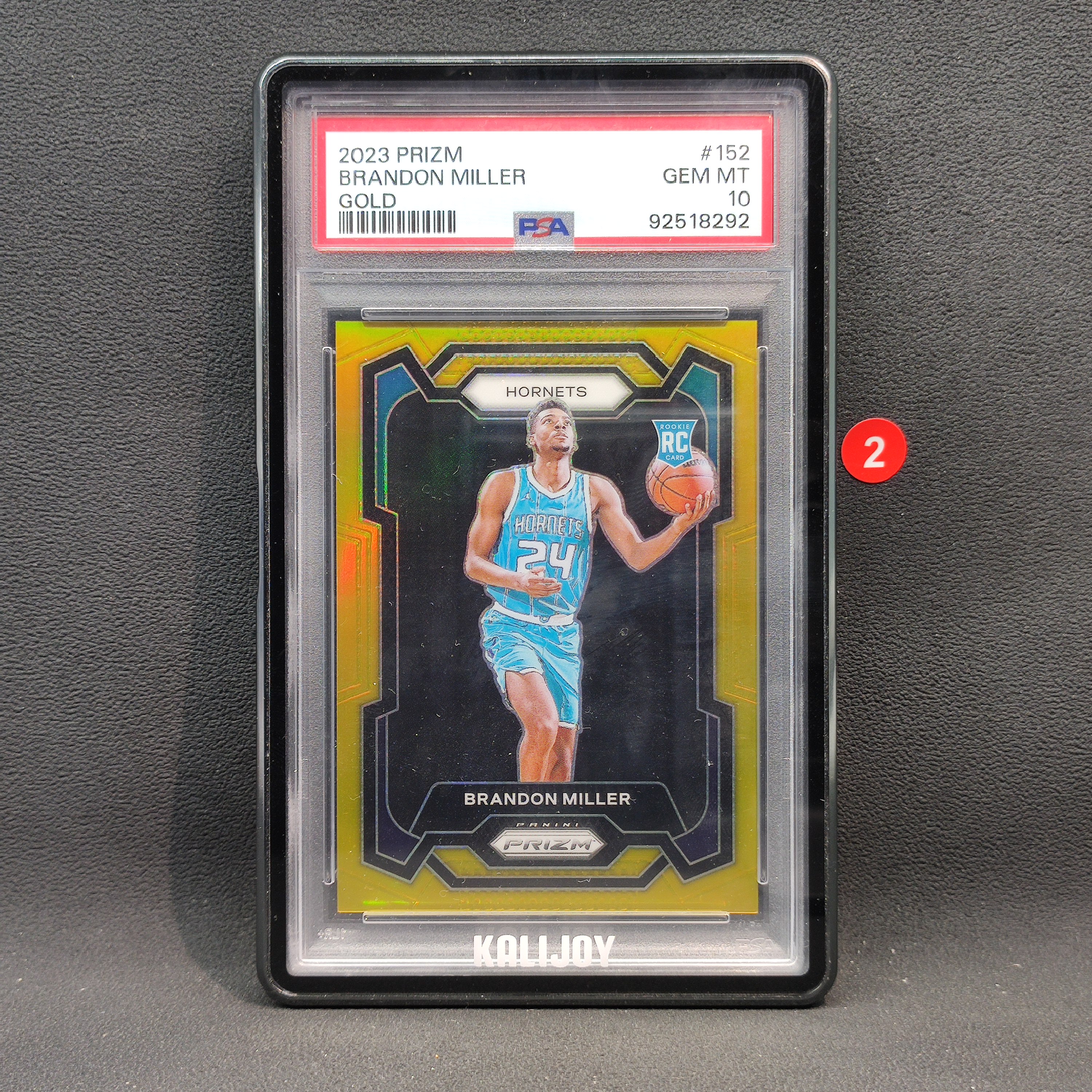 【大腿代卖精品】Brandon Miller 布兰登米勒 2023-24 Panini Prizm PZ RC新秀 Base /10编 折射 正金折 黄蜂 榜眼/PSA10分评级卡 壳瑕/14846十號总/2