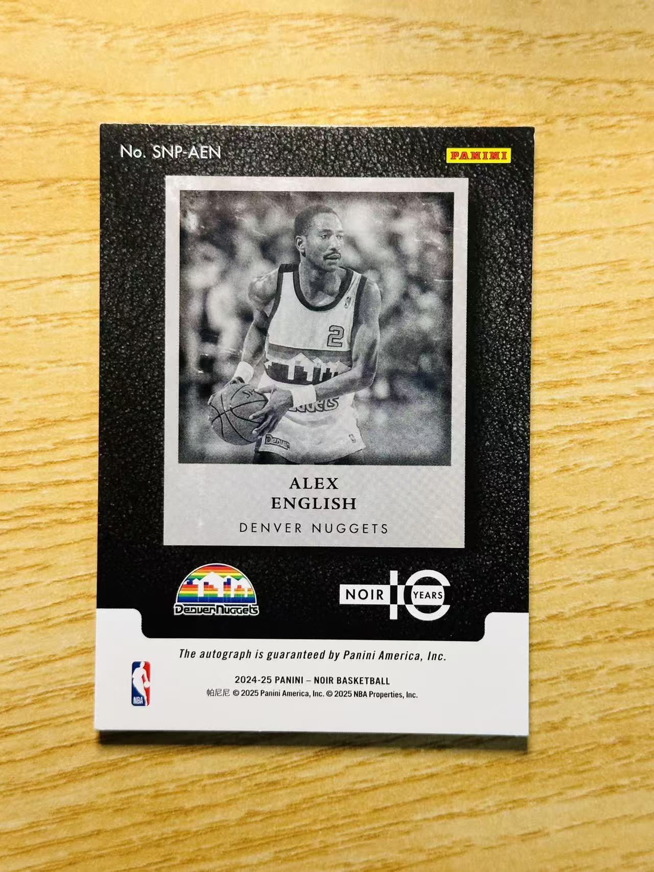2024-25 Panini Noir Alex English 嘿嘿代卖 诺尔 英格利什 签字 卡签 10编 10/10编 名宿 掘金 收藏必备 gjma