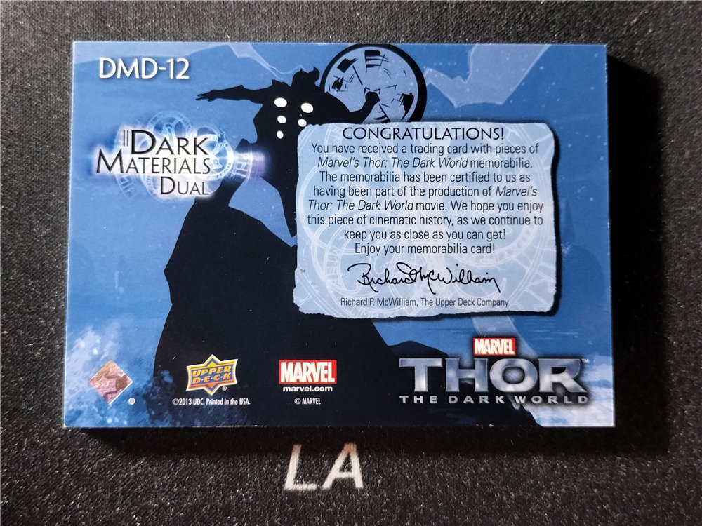 【LA拍卖】2013 UD Marvel 漫威 雷神2:黑暗世界 Thor 雷神 艾瑞克 塞尔维格 双人实物卡 XJ