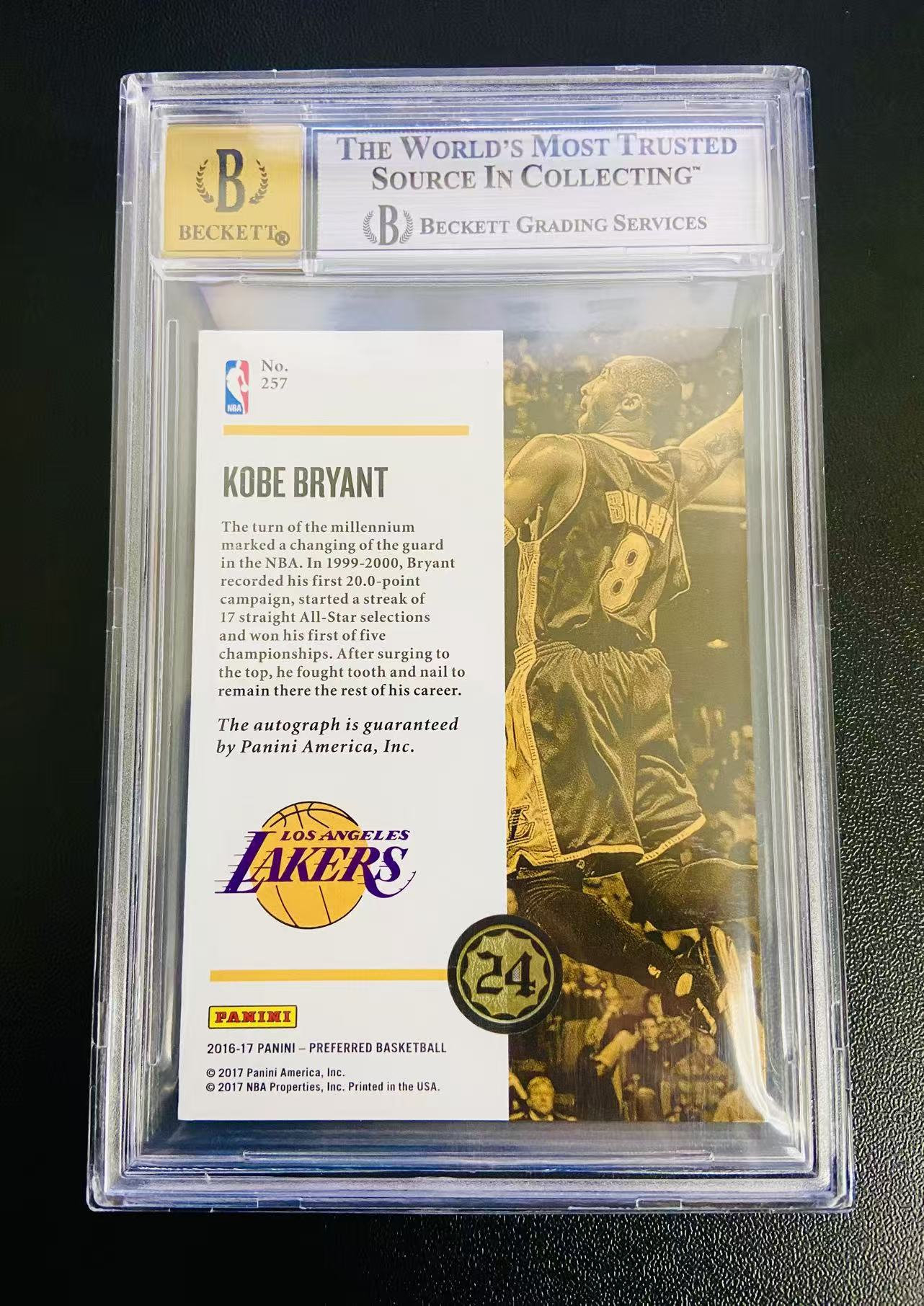 【扒卡拍卖】2016-17 Panini Preferred Kobe Bryant 湖人 科比布莱恩特 Unparalleled 无双签 签字 卡签 36/50编 极美紫金折射 超帅扣篮选图 系列Hit 无平行!无敌大炮0615BK02