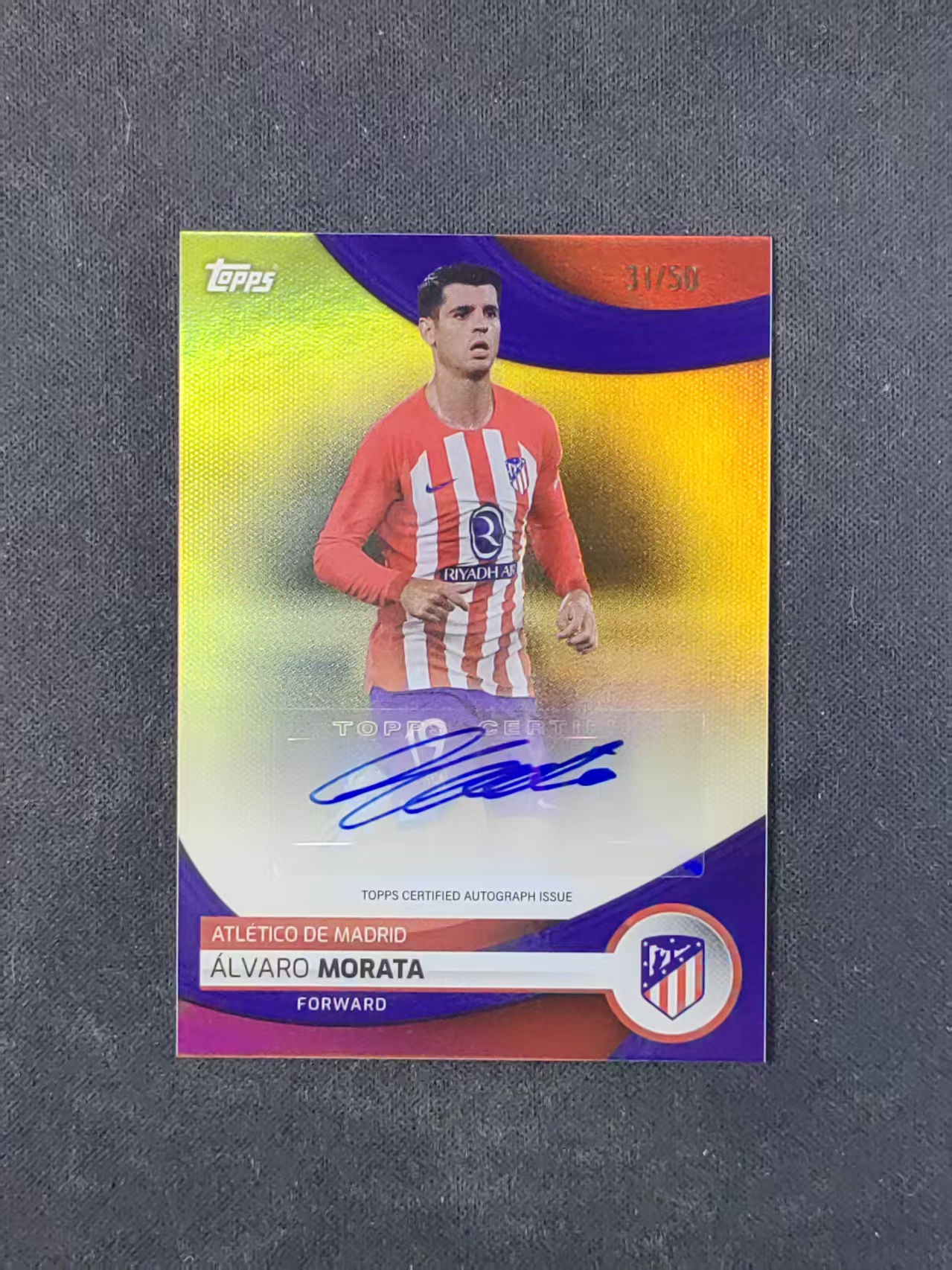 2024 Topps Comptitions Alvaro Morata 【林林拍卖吹c王】西甲 马德里竞技 马竞 莫拉塔 31/50编 金折 签字