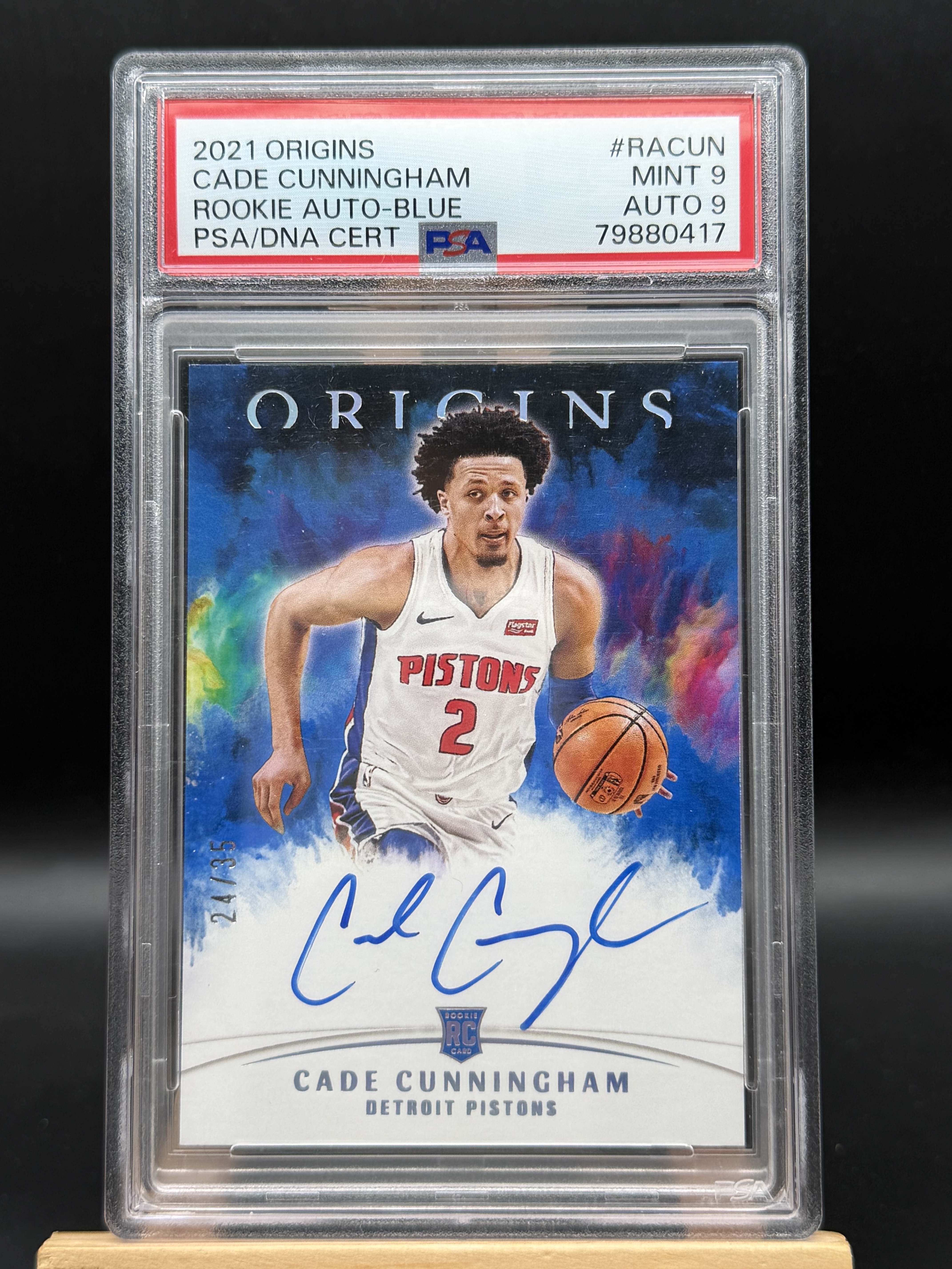 2021 Panini Origins Cade Cunningham RC CC 坎宁安 康宁汉姆 活塞 起源 蓝折 35编 新秀 rookie 卡签 签字 PSA9/9分
