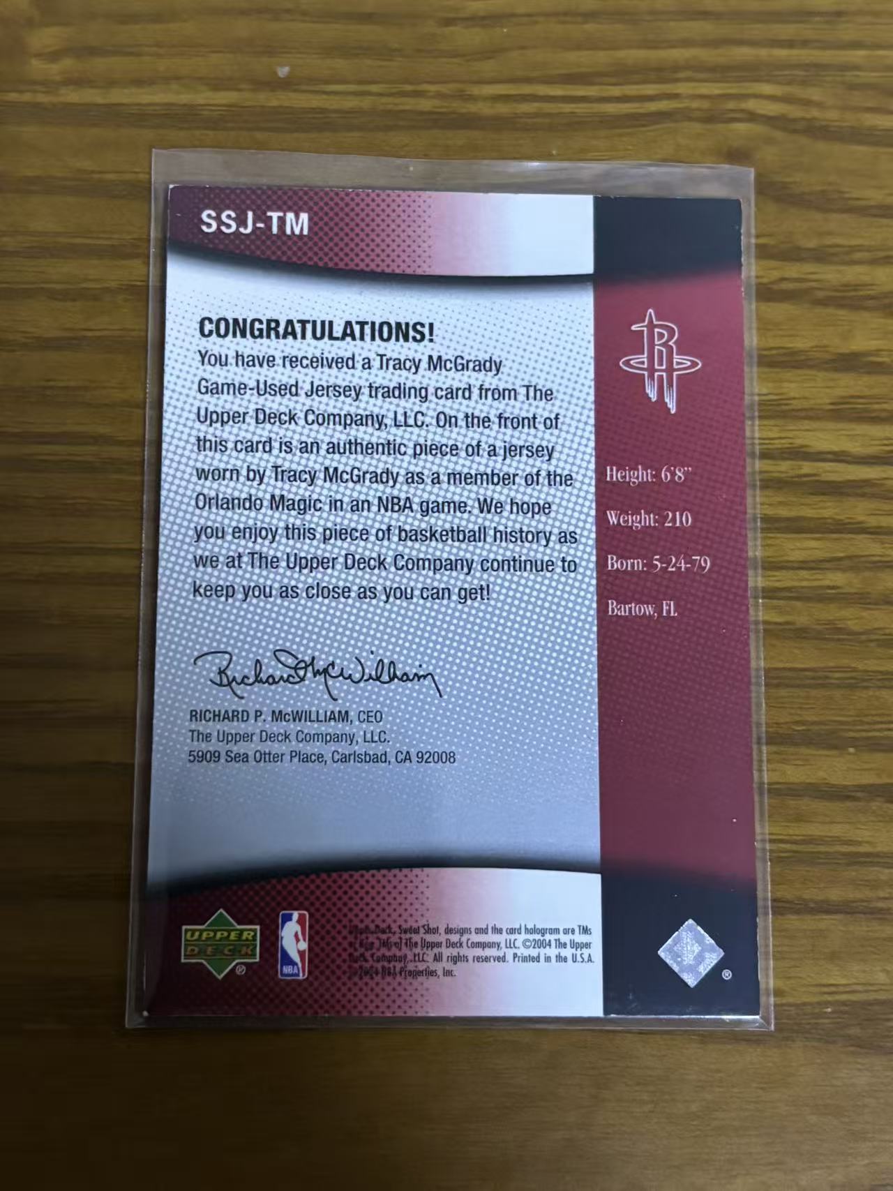 2004 Upper Deck Sweet Shot Tracy McGrady 【磊子球星卡】特雷西 麦克格雷迪 麦迪 魔术火箭队猛龙队 名宿 NBA得分王 天才巨星 GU球衣物料 瑕疵如图