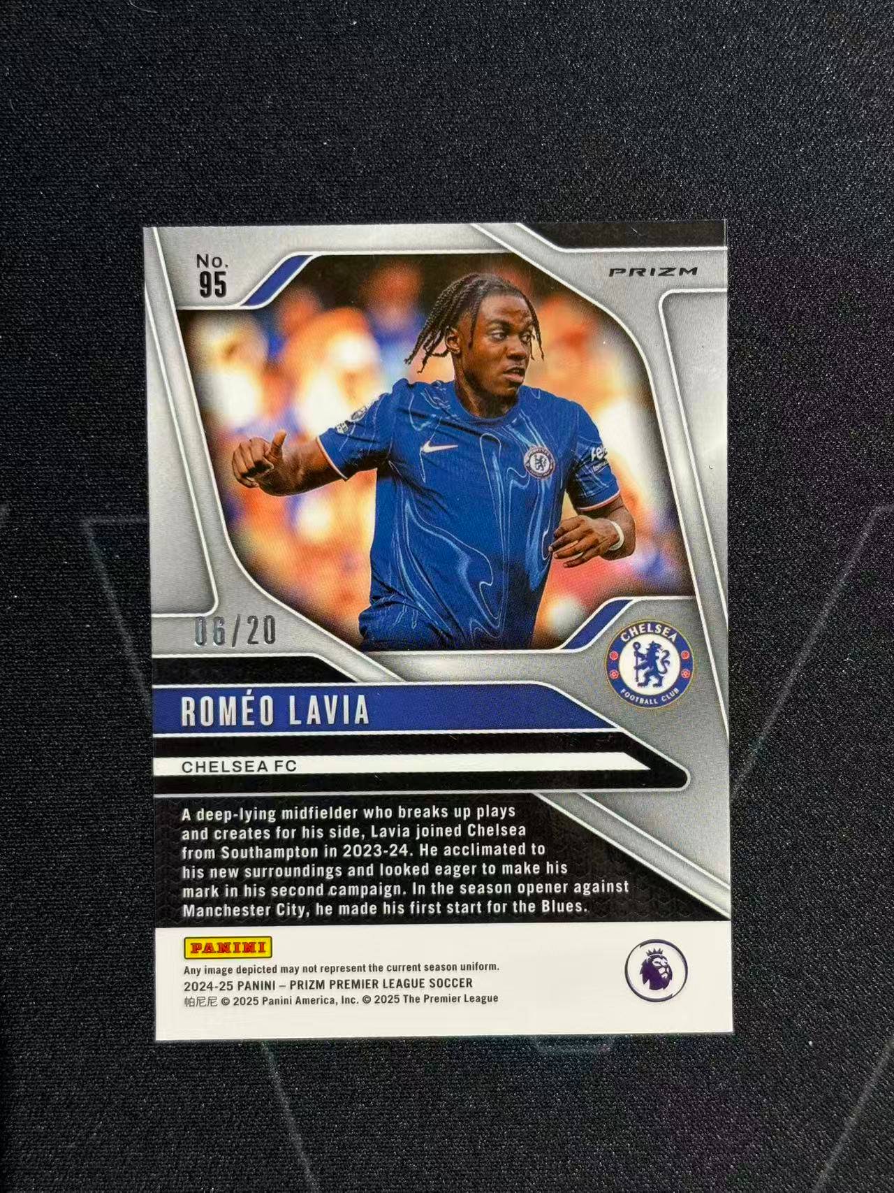 【梦卡拍卖】2024-25 Panini Prizm Romeo Lavia 英超Pz 切尔西 罗密欧 拉维亚 樱花折 大比例 /20编 #DD# 乐哥