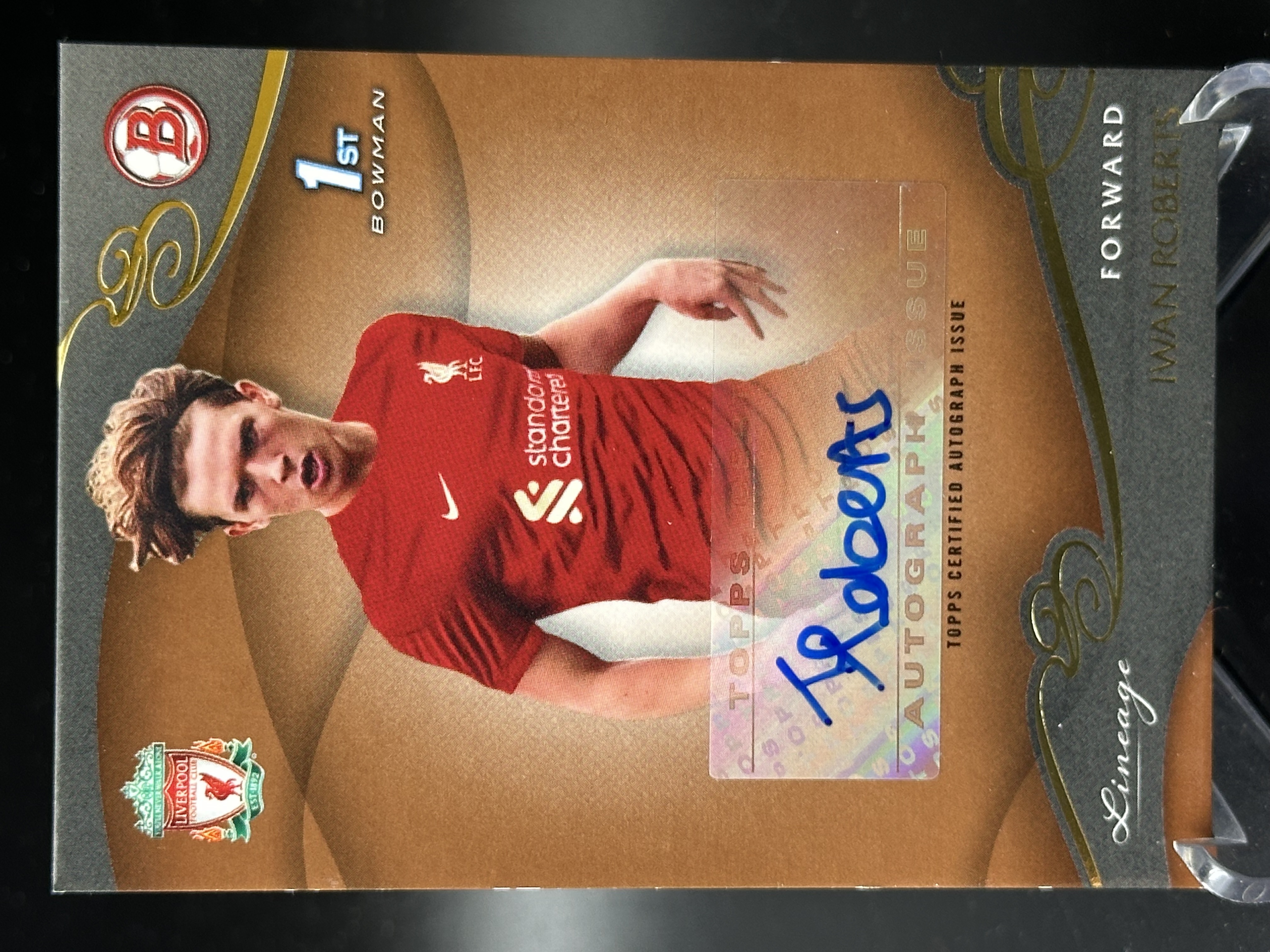 2023-24 Topps Lineage roberts 【小黄拍卖】利物浦 血统 罗伯茨 新秀 rc 1st 铜折 签字 14/40编「cook」