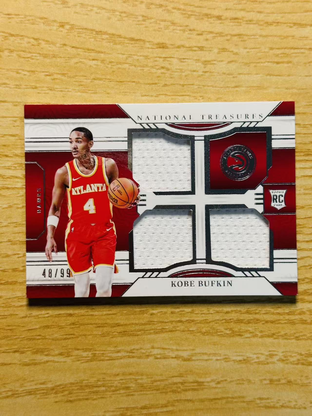 2023-24 Panini National Treasures Kobe Bufkin 嘿嘿代卖 国宝 科比 巴夫金 新秀 RC 球衣 物料 99编 老鹰 收藏必备