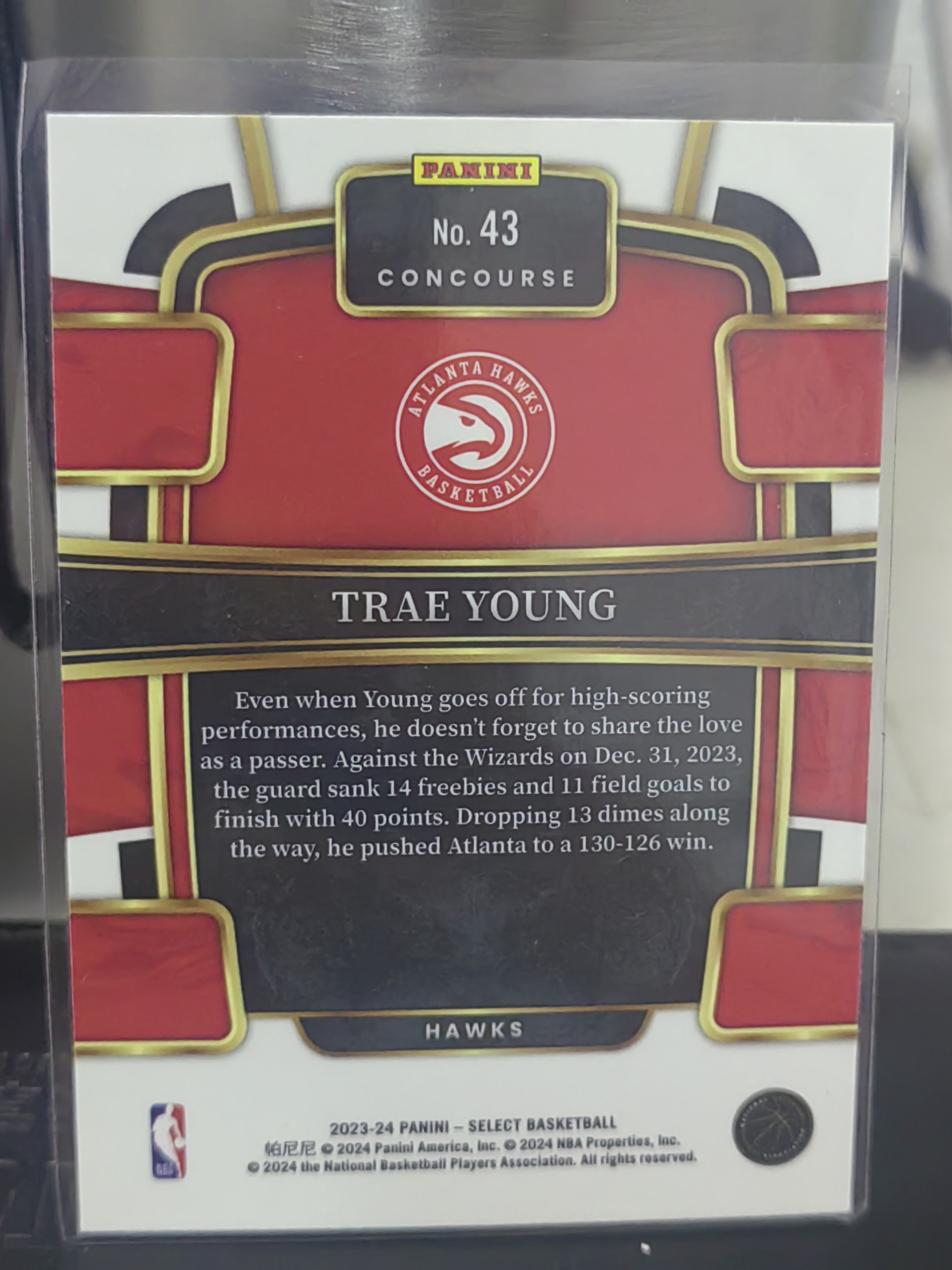 2023-24 Panini Select Trae Young Select 蓝折 特雷杨 老鹰 第二张 篮 白边白角 不保卡品 卡品如图