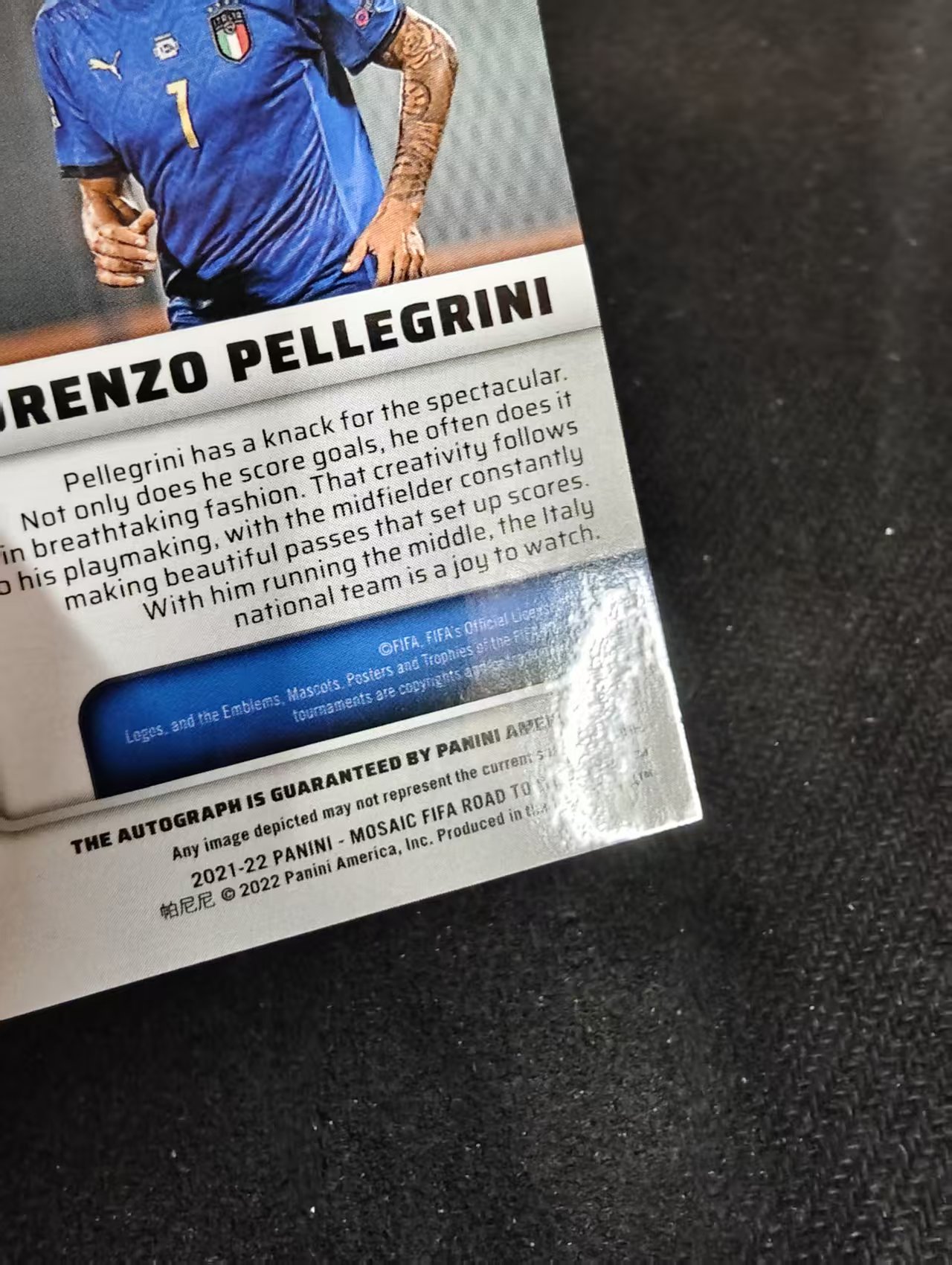 2021-22 Panini Mosaic Lorenzo Pellegrini 洛伦佐・佩莱格里尼 意大利 世界杯之路 马赛克 签字 瑕疵如图