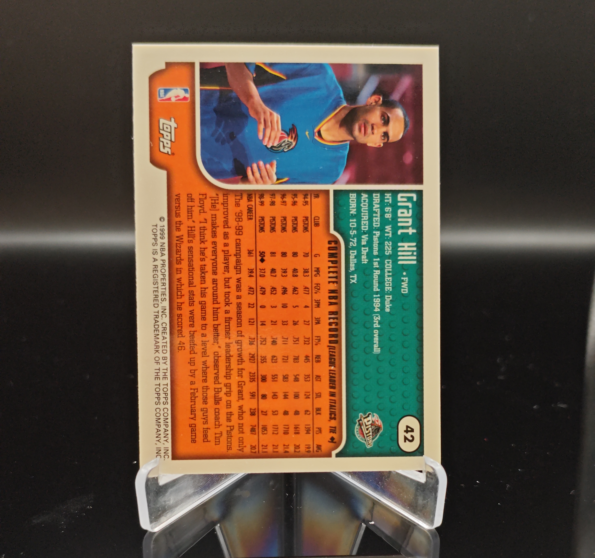 1999 Topps Topps Grant Hill #42 格兰特希尔 底特律活塞 卡品如图