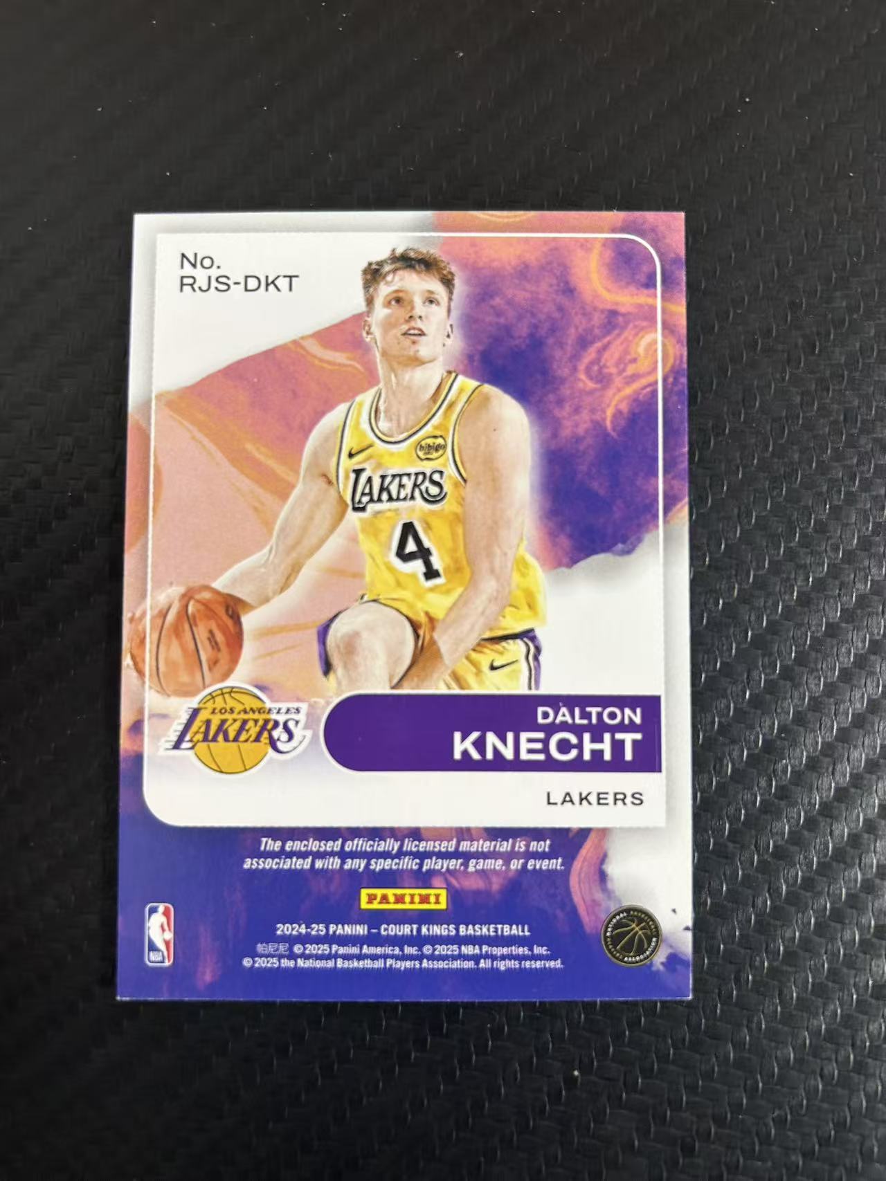 2024-25 Panini Court Kings Dalton Knecht RC #RJS-DKT【灯灯拍卡】油画 新秀 湖人 克内克特 物料 球衣 暴力切割 收藏首选【雪茄】