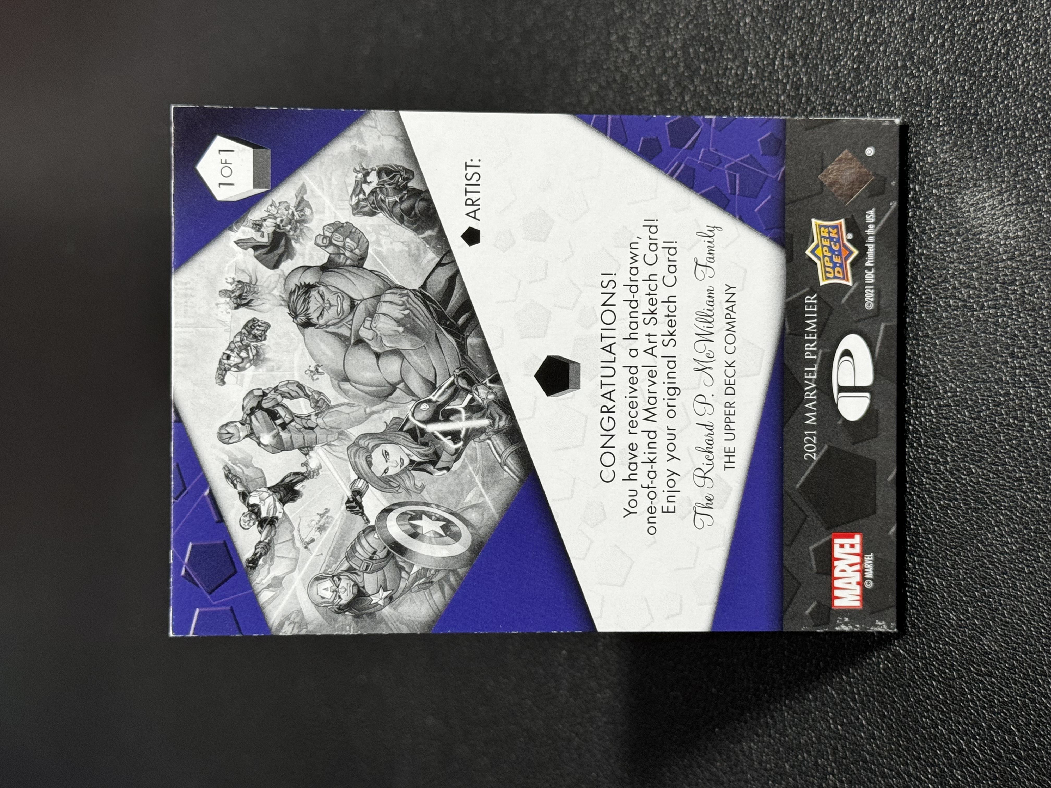2021 Upper Deck Marvel (MCU) Premier 漫威 大铁盒 P盒 高端系列 AP 手绘卡 1/1 1OF1 空白底卡 ARTIST SKETCH CARD LWLP