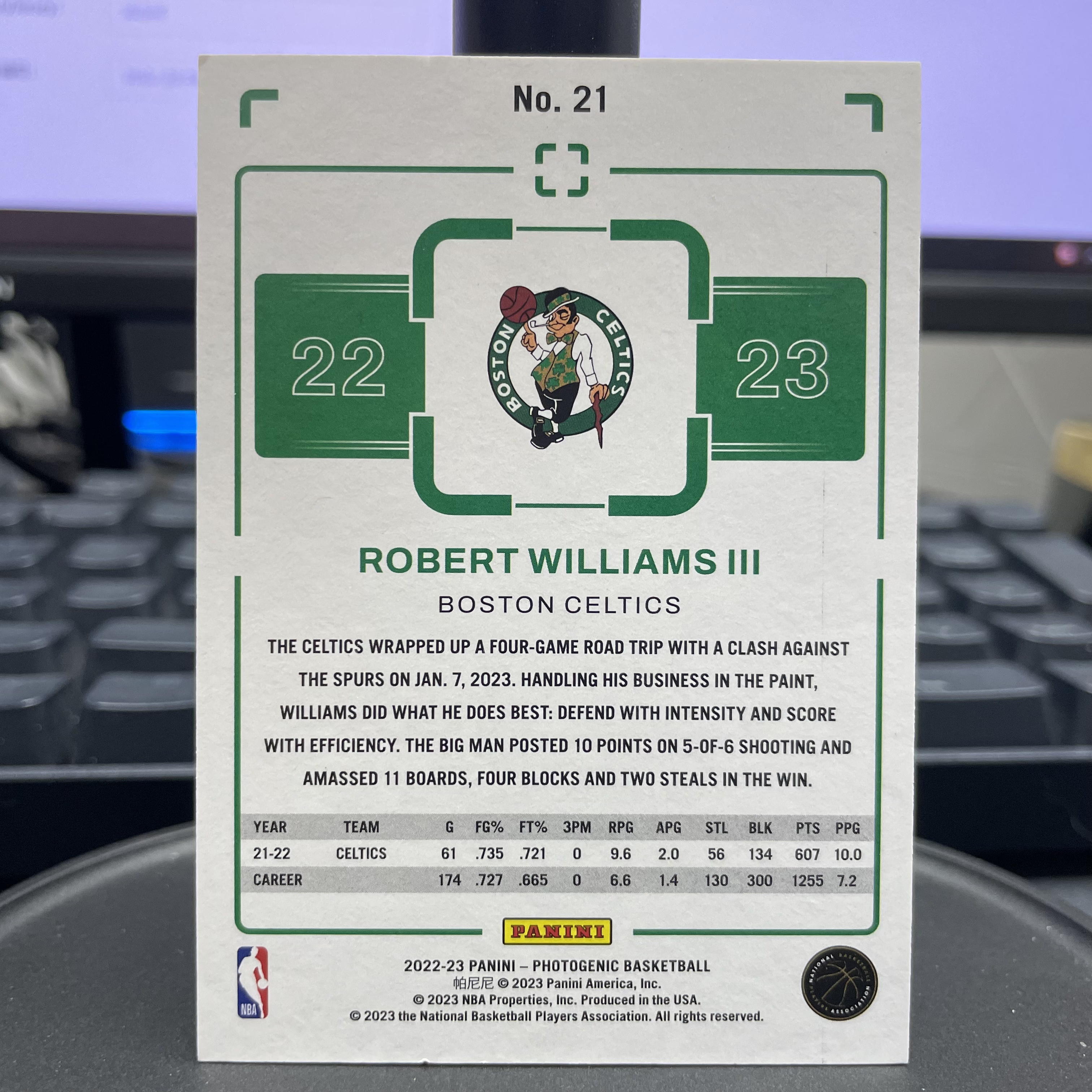 2022-23 Panini Photogenic Robert Williams III 【杰克森拍卖】罗伯特 威廉姆斯三世 凯尔特人 75编 碎冰折 有瑕疵 介意勿拍 雕哥