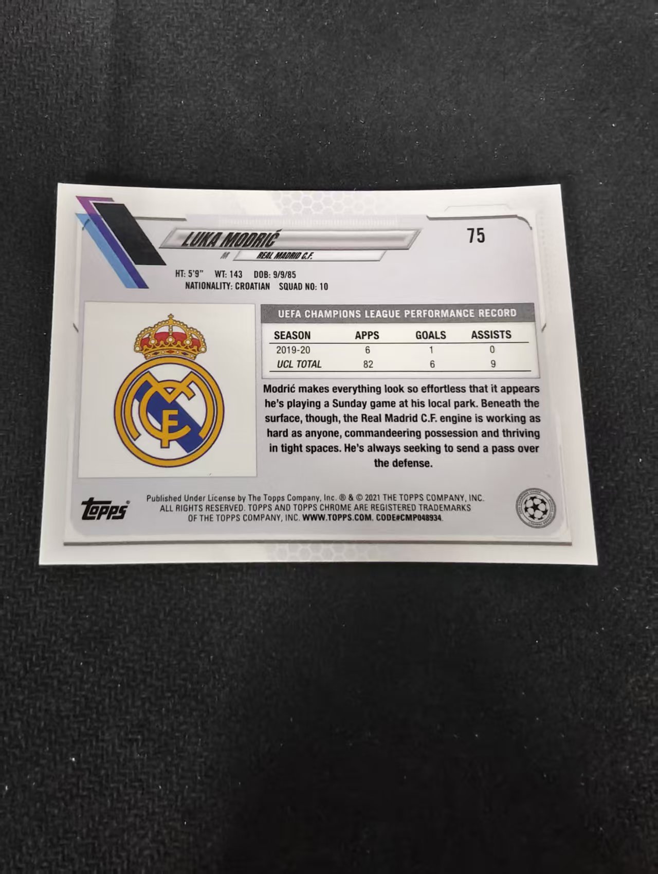 【可合并,不累计】2021 Topps Chrome Luka Modric 欧冠 欧战 皇家马德里 莫德里奇 魔笛 不保卡品 介意勿拍 @75
