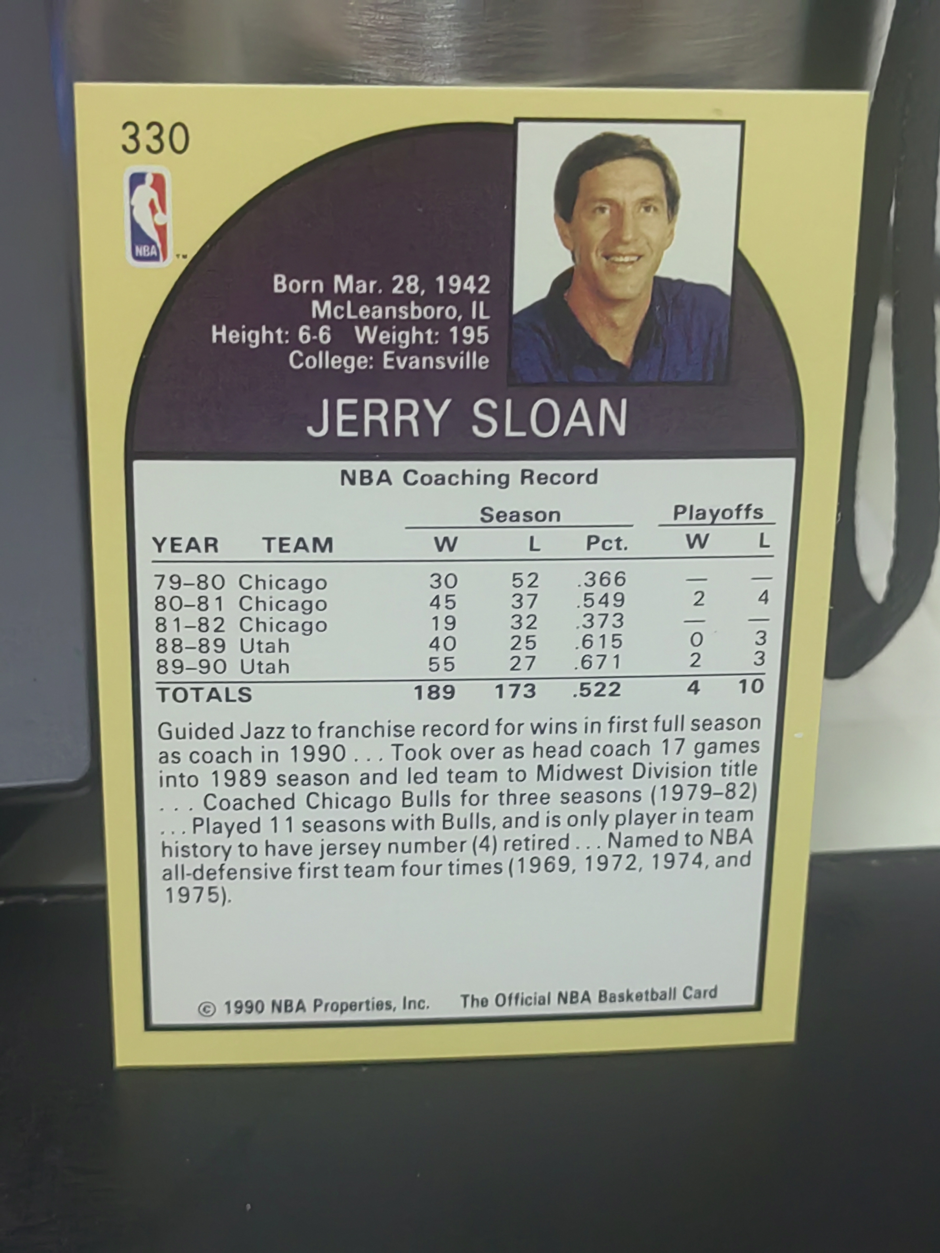 1990-91 SkyBox NBA Hoops Jerry Sloan 杰里斯隆 爵士 篮 白边白角 不保卡品 卡品如图