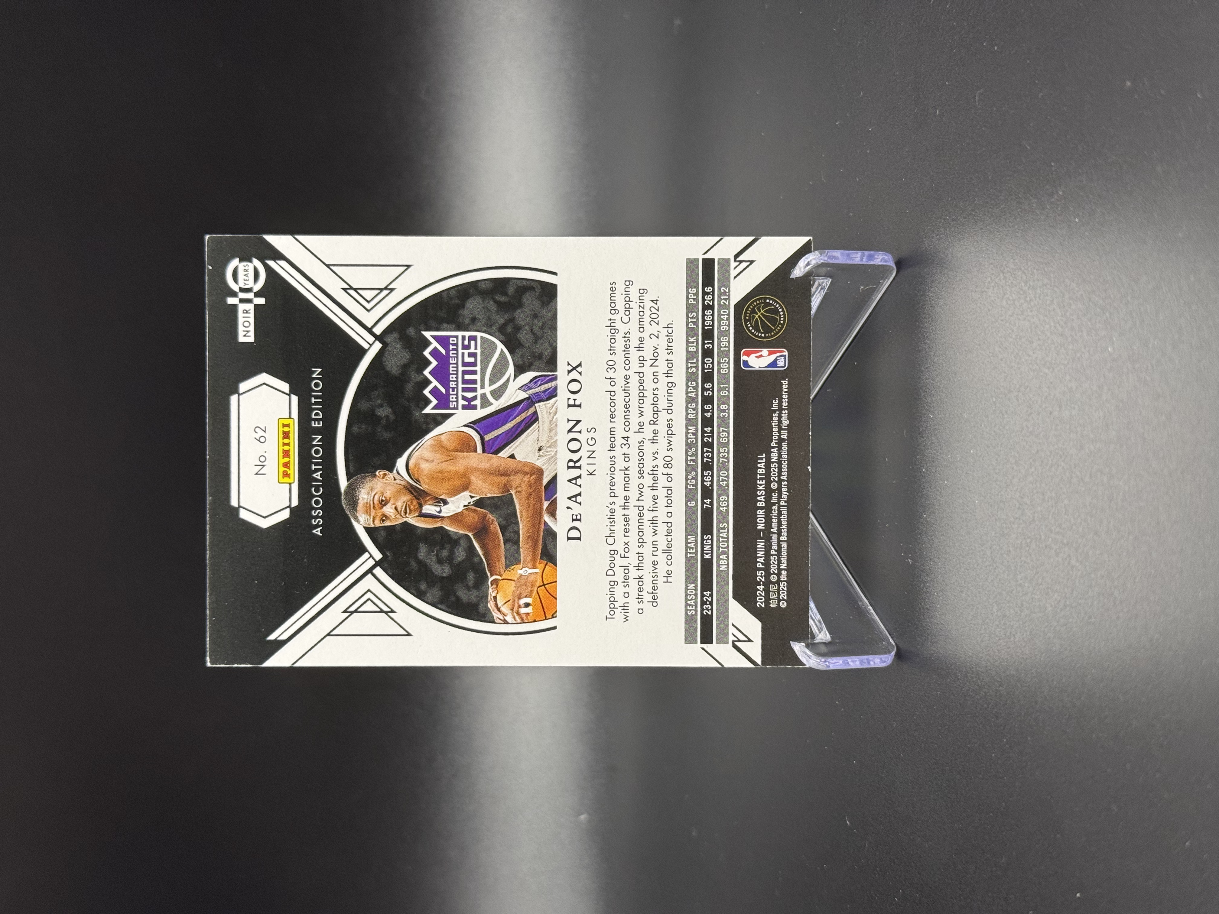 2024-25 Panini Noir De'Aaron Fox 【鲨鱼辣椒 免费代拍】诺尔系列 国王 达龙 福克斯 小狐狸 Base 银平行 99编 专收凑套必备#Tzy