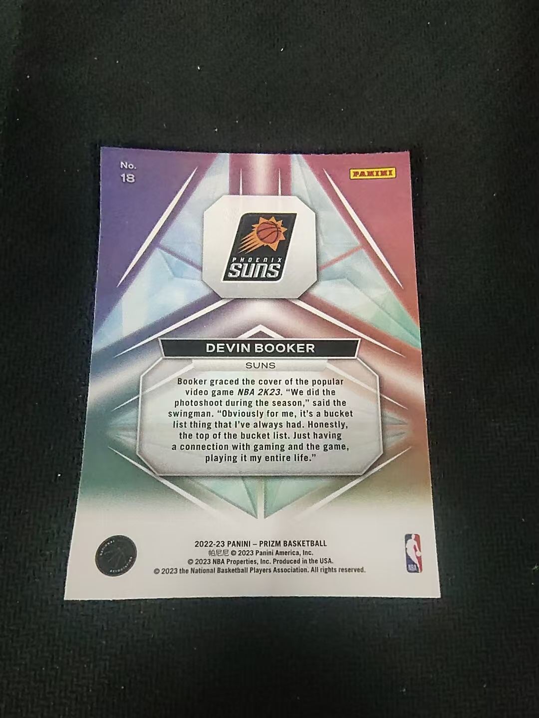 【可合并,不累计】2022-23 Panini Prizm Devin Booker 德文 布克 太阳 棱镜特卡 PZ 划痕 边角微瑕 介意勿拍 #18
