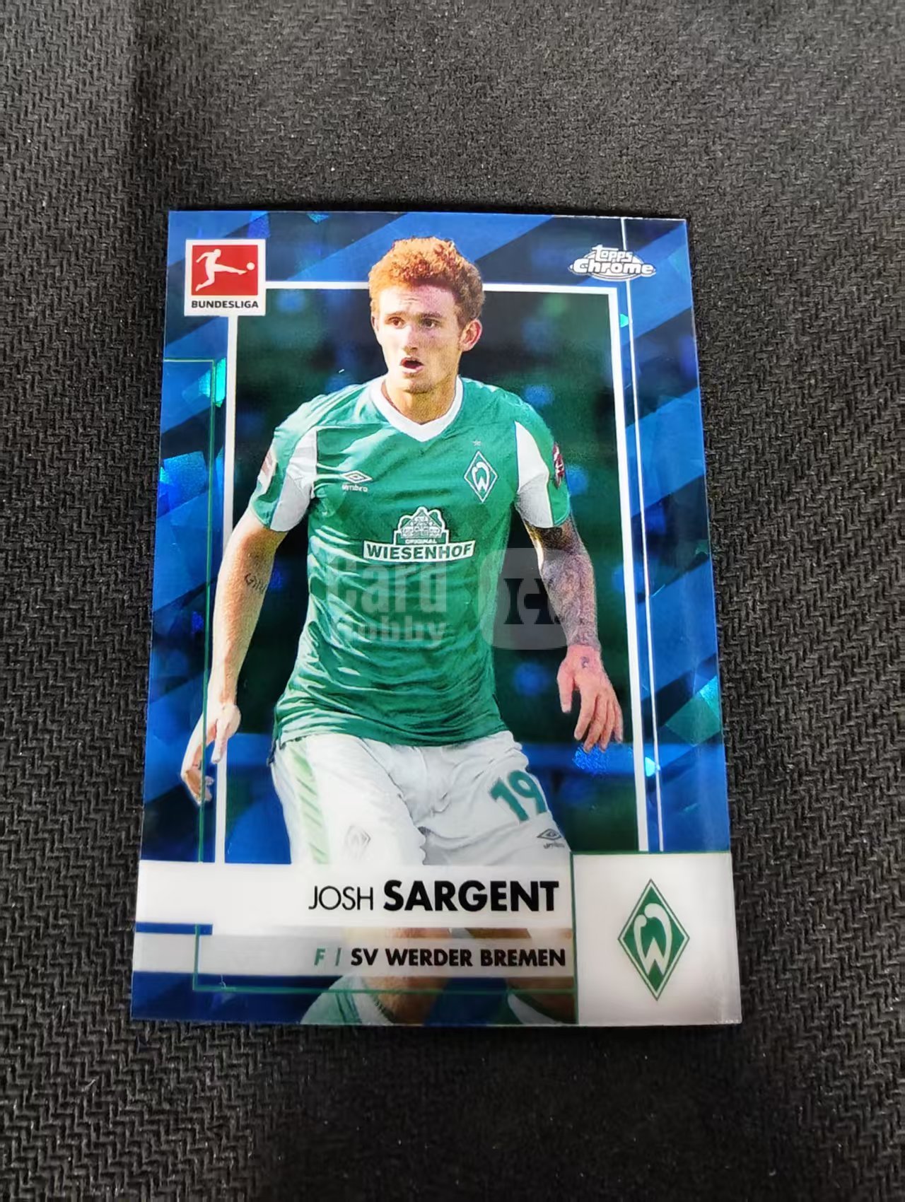 【可合并,不累计】2021 Topps Chrome Josh Sargent 蓝宝石 德甲 TC 蓝宝石 德甲 萨金特 云达不来梅 #23 划痕 边角瑕疵