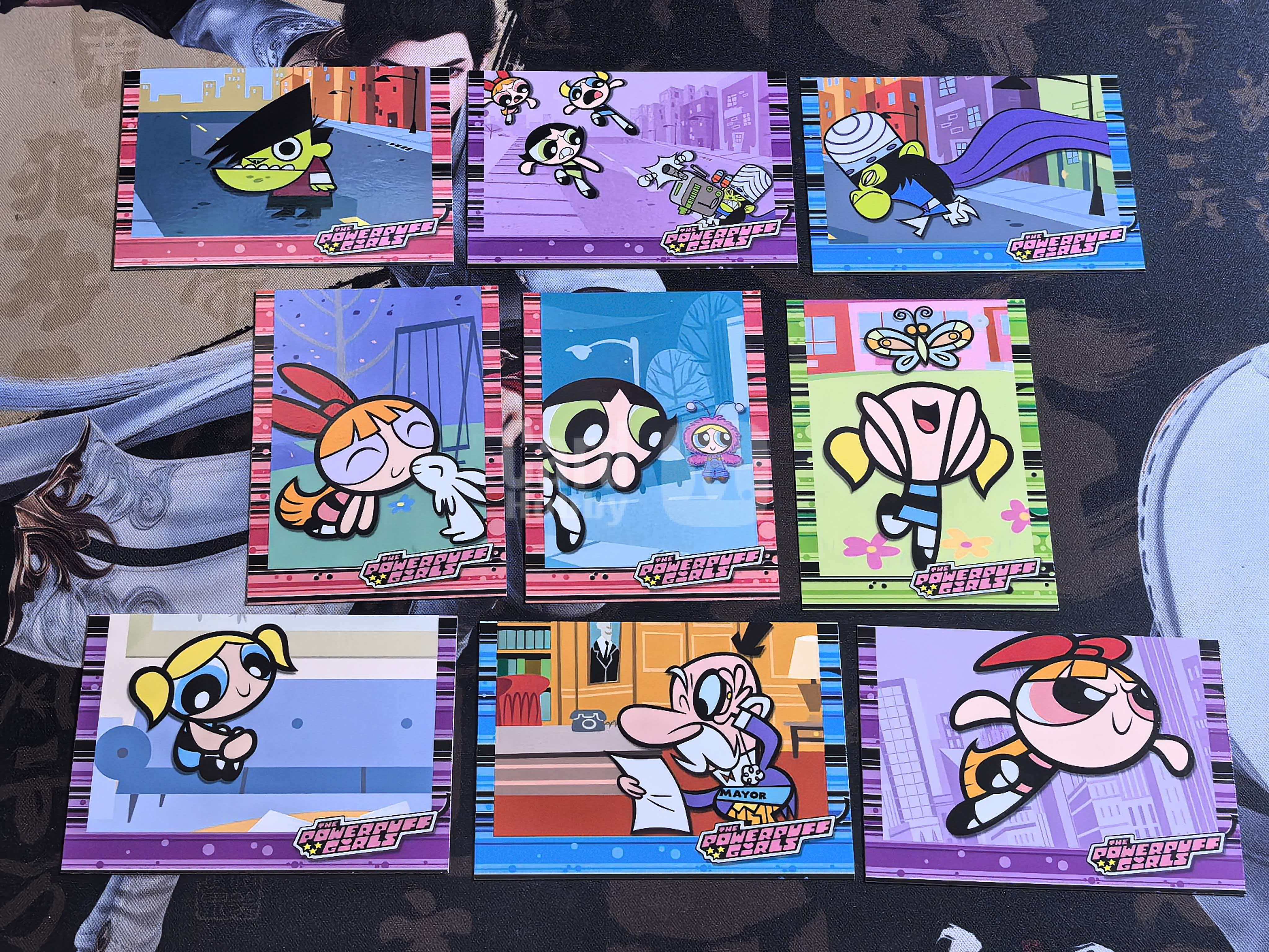 2000Cartoon Network Artbox出品 《飞天小女警》 “花花、泡泡、毛毛、市长、啾啾、比比” 第一组 九宫格 9张打包 默认微瑕 卡品如图