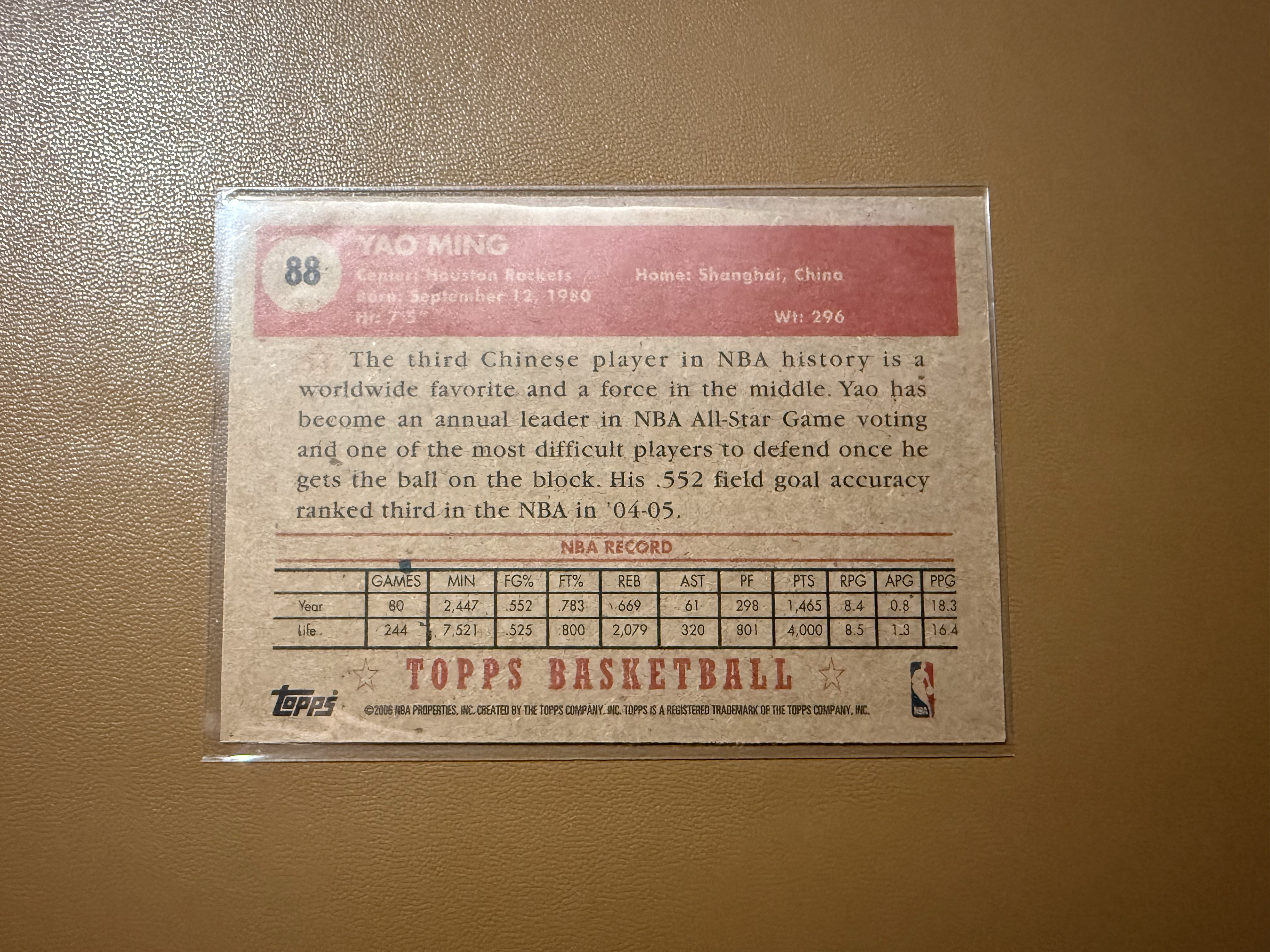 2006 Topps 1952 Style Yao Ming 姚明,姚主席,少见印签卡,经典Topps老卡,国人大热大涨,升值空间无限!