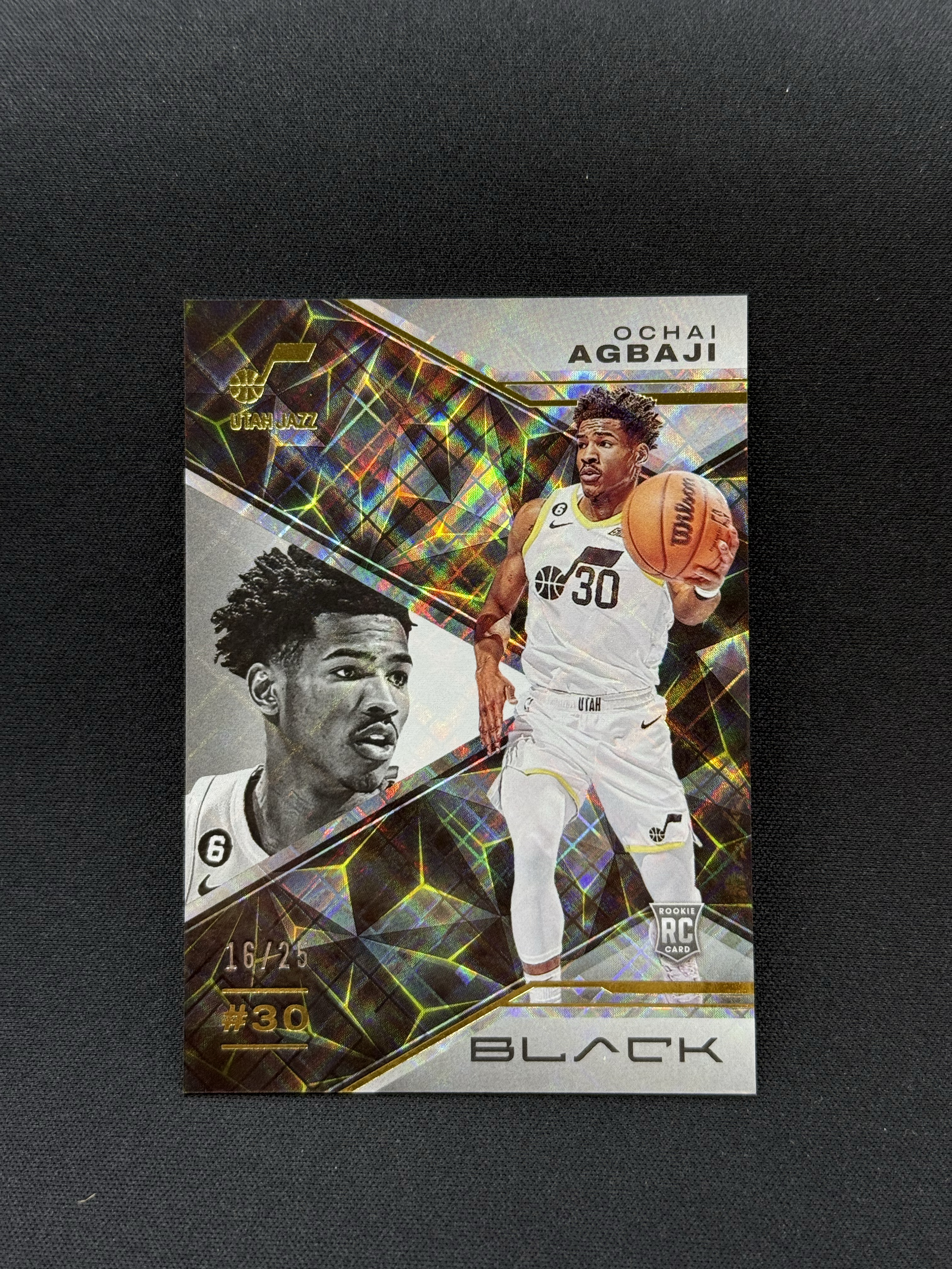 2022-23 Panini Black Ochai Agbaji RC 【小贝代拍】NBA 黑盒 爵士 新秀 阿巴基 碎冰折 16/25编 低编 瑕疵如图 拍前看描述 Takara