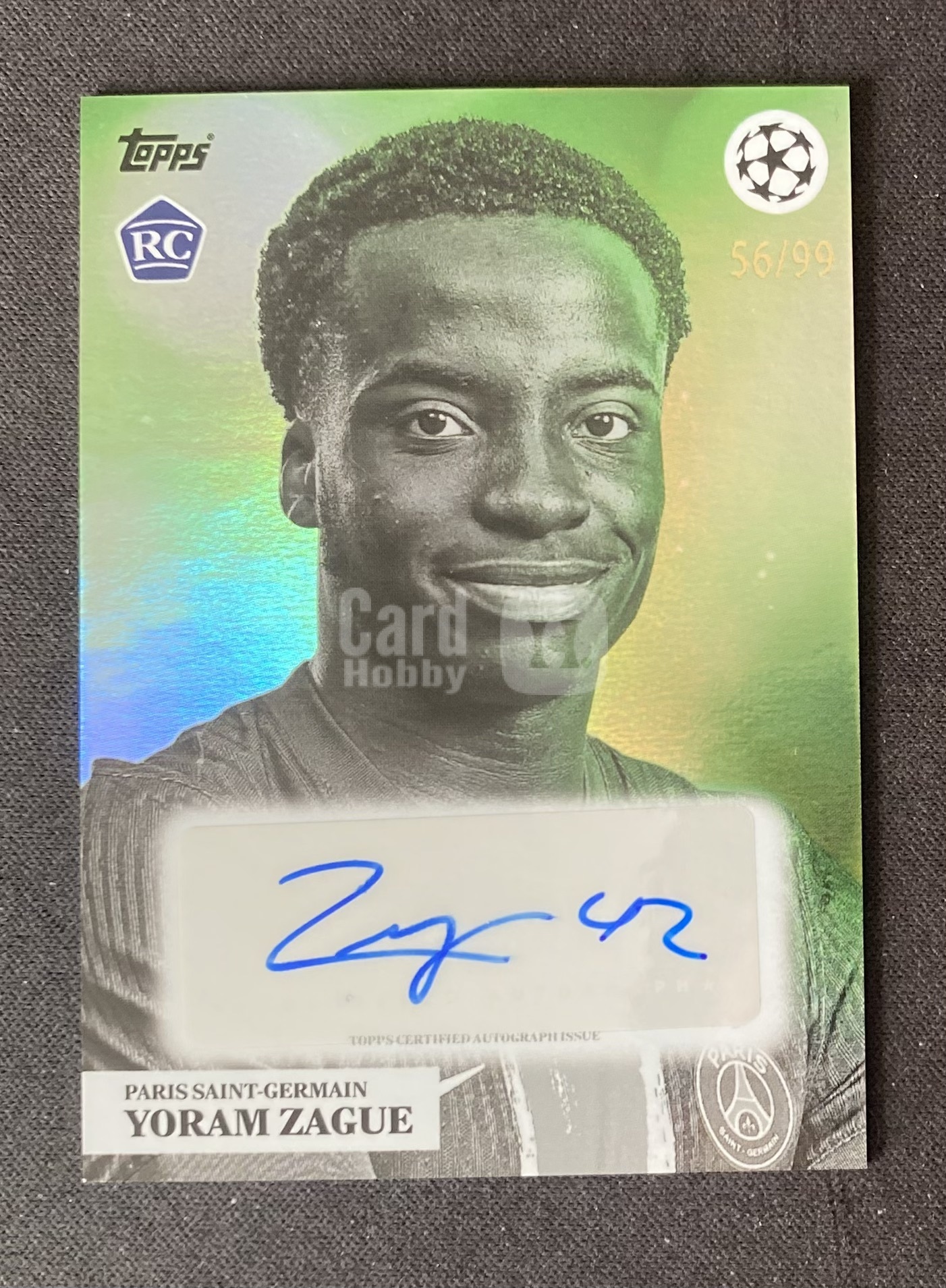 2025 Topps Simplicidad Yoram Zague RC 【来拆波卡】欧冠 极简 巴黎圣日尔曼 约拉姆 扎格 新秀 绿折 签字 99编 Lee
