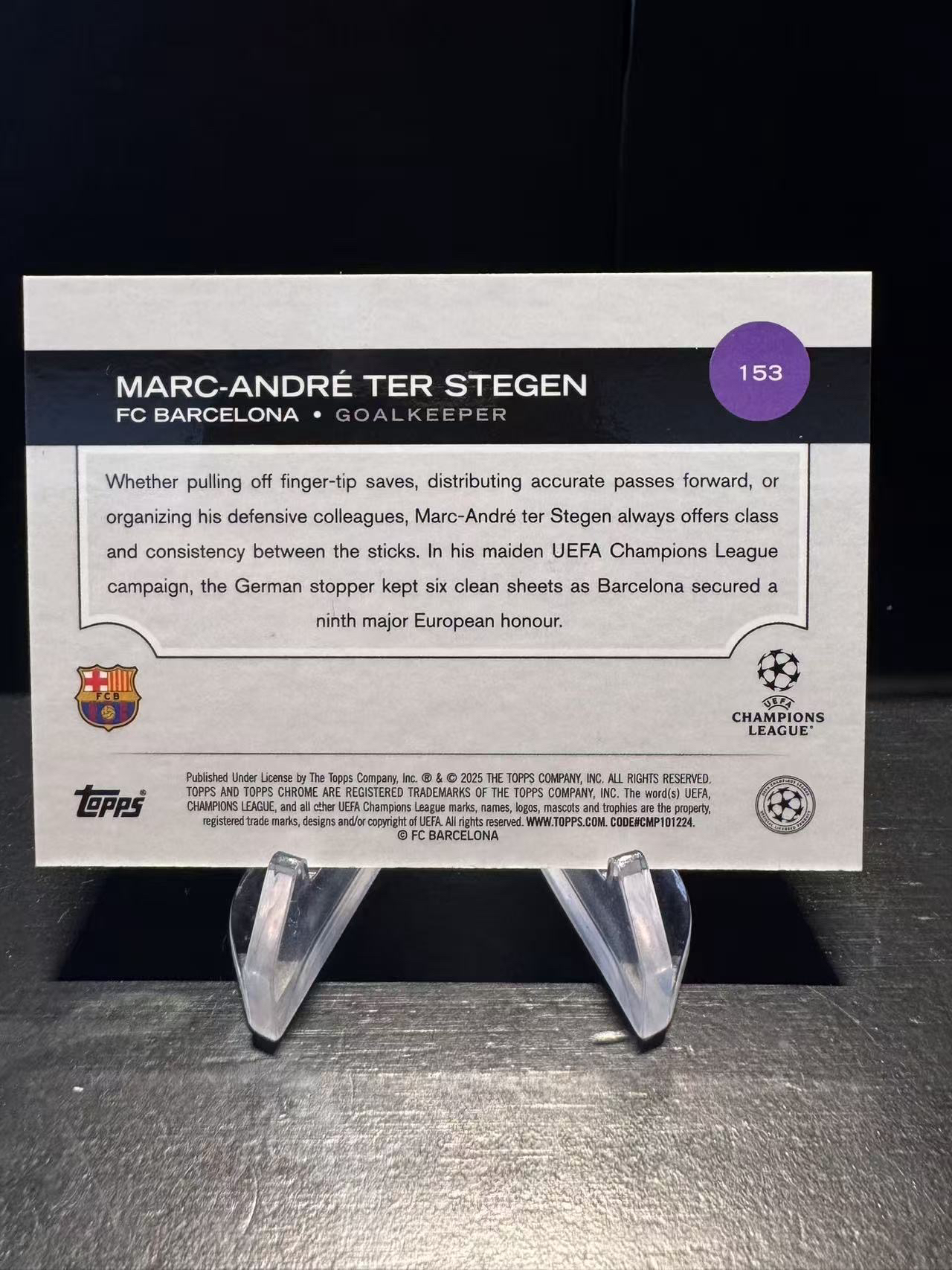 龖2024-25 Topps Chrome Marc-André ter Stegen 特尔施特根 巴萨 欧冠 01/52编 首编 Topps折 折射 卡品如图 MJ002D