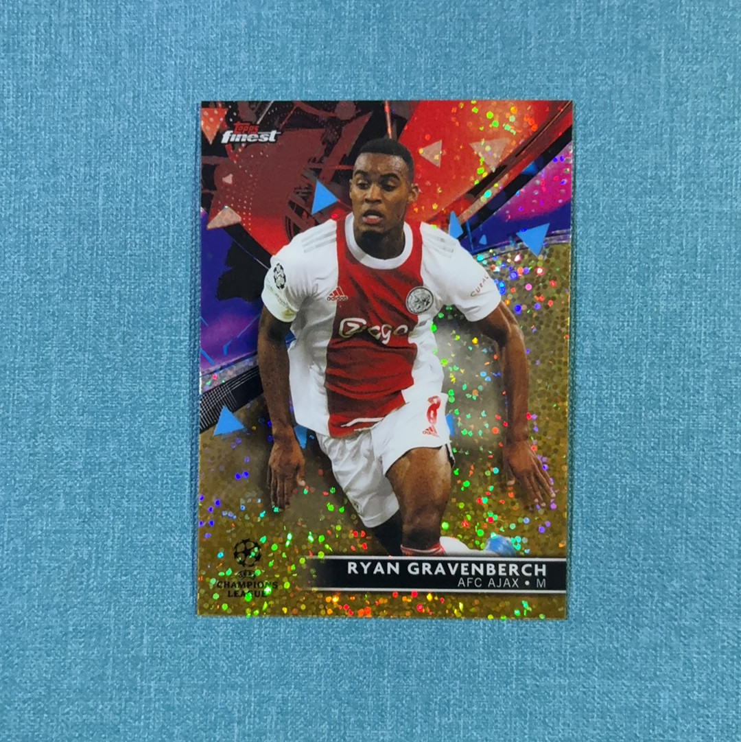 2021-22 Topps Finest 欧战 Ryan Gravenberch 赫拉芬贝赫 48/50编 金碎冰折 阿贾克斯 利物浦 卡品如图 ZCC