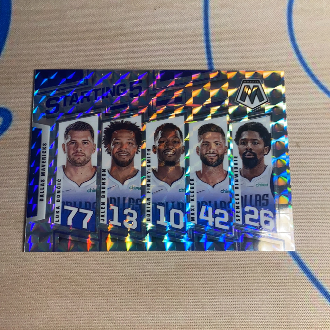 021-22 Panini Lineage Dallas Mavericks 独行侠首发五人组马赛克折 银折 东契奇领衔,实卡超美,卡品如图 凑套必备