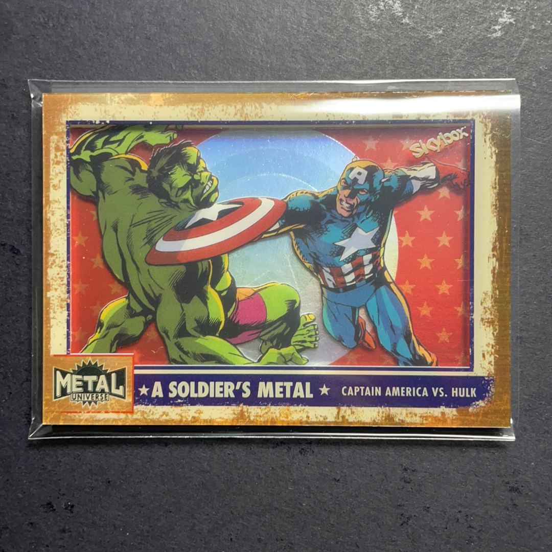 2024 SkyBox Marvel (MCU) 复仇者联盟 美国队长vs绿巨人浩克 大比例插放 箱货 战士的徽章沙盒特卡 序号SM9 2024 UD漫威漫画Metal Universe复联系列