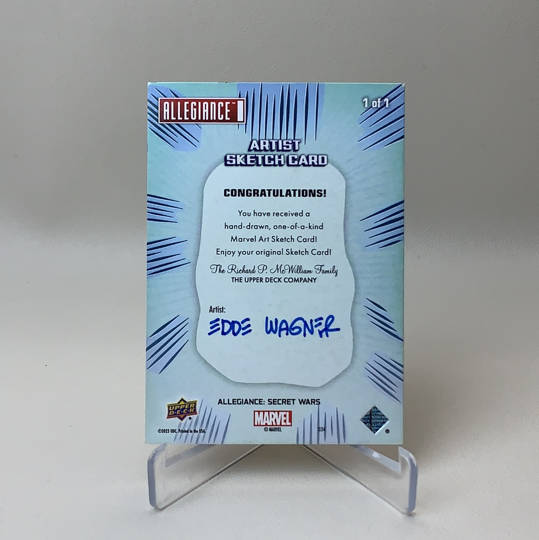 【弈卡代拍】2023 Upper Deck Marvel漫威 Secret Wars allegiance 秘密战争 素描 手绘卡 画师 签字 签名见背面 1/1编 品相如图 凑套必备 真帕杰洛