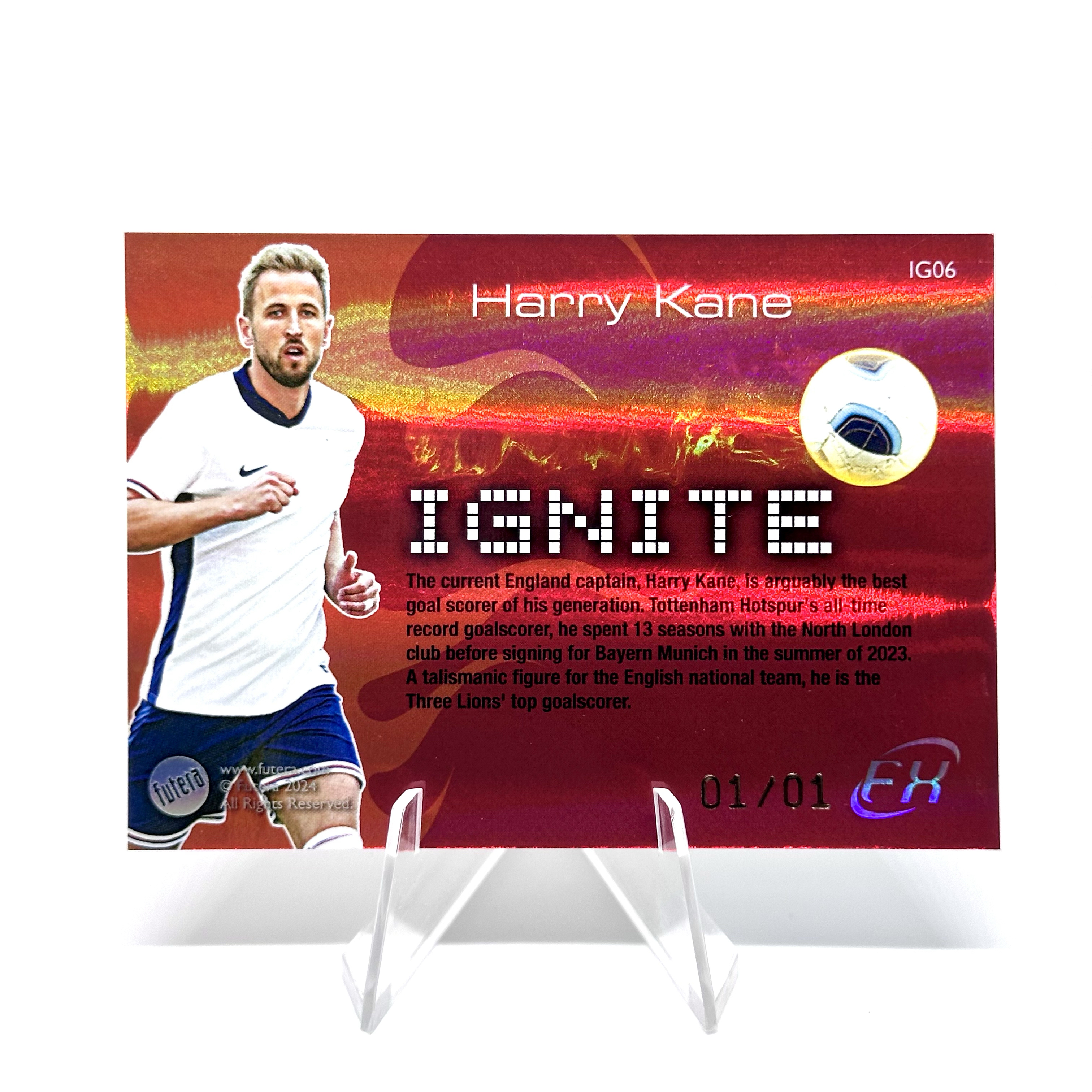 2024 futera Diamond Box 1of1 England Harry Kane IGNITE 01/01 1/1编 哈里 凯恩 英格兰 限量一盒的钻石盒中拆出 福特拉 拜仁慕尼黑 热刺