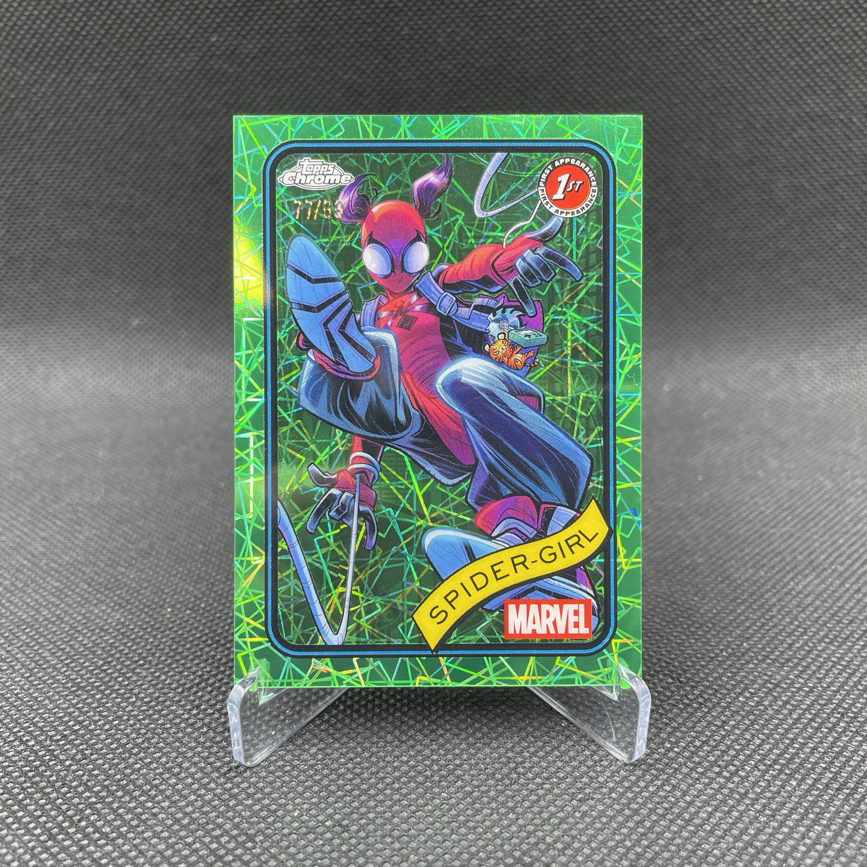 2025 Topps Chrome Spider-Girl 【无界代卖】Marvel(MCU)漫威 蜘蛛女孩 女蜘蛛侠 77/99编 绿折 绿镭射折 人气女角色 品如图 不累计 ZY