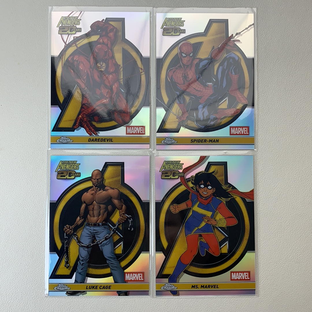 【弈卡代拍】2025 Topps Chrome Marvel 元年漫威TC 复仇者联盟 银折 The New Avengers特卡 20周年 蜘蛛侠 夜魔侠等 4张 打包 品相如图 凑套必备 哈拉