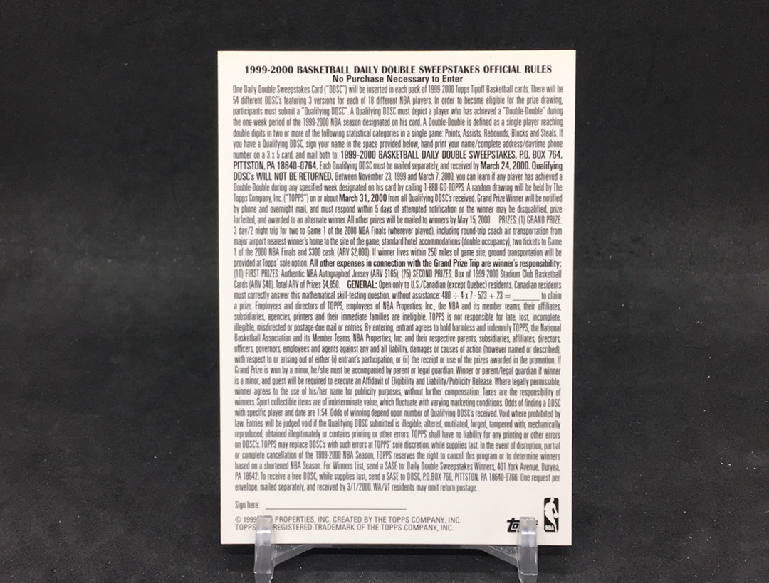 【DC拍卖】11.21 TOPPS TIP-OFF 大比例特卡 经典老特 实卡美如画 四大分卫之一 名人堂巨星 NBA历史最强扣将 半人半神 文斯 卡特