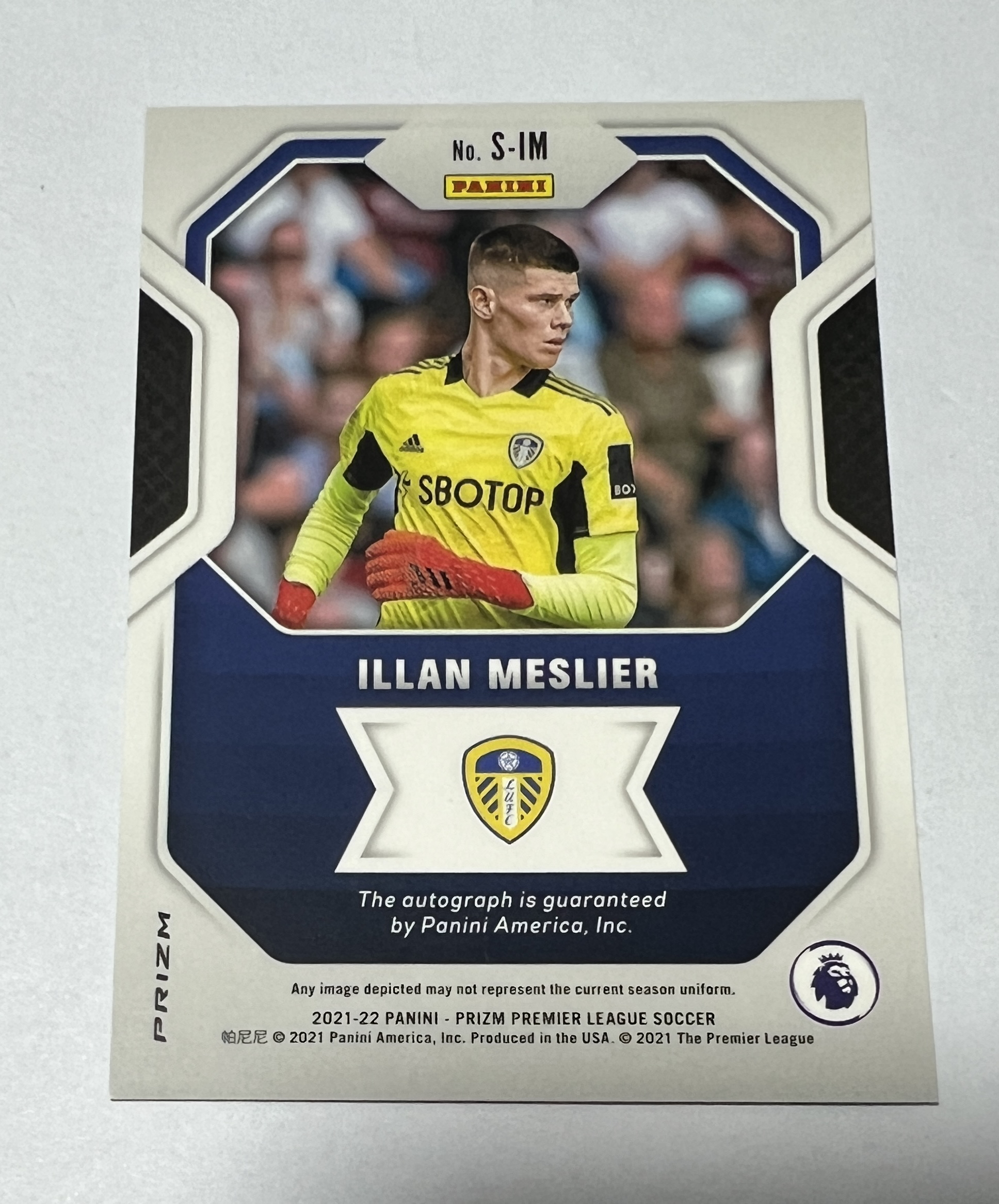 2021-22 Panini Prizm Illan Meslier 英超PZ Illan Meslier伊兰 梅利耶 利兹联 法国 签字 签名 SS签 银圈圈折 收藏必备 卡品如图