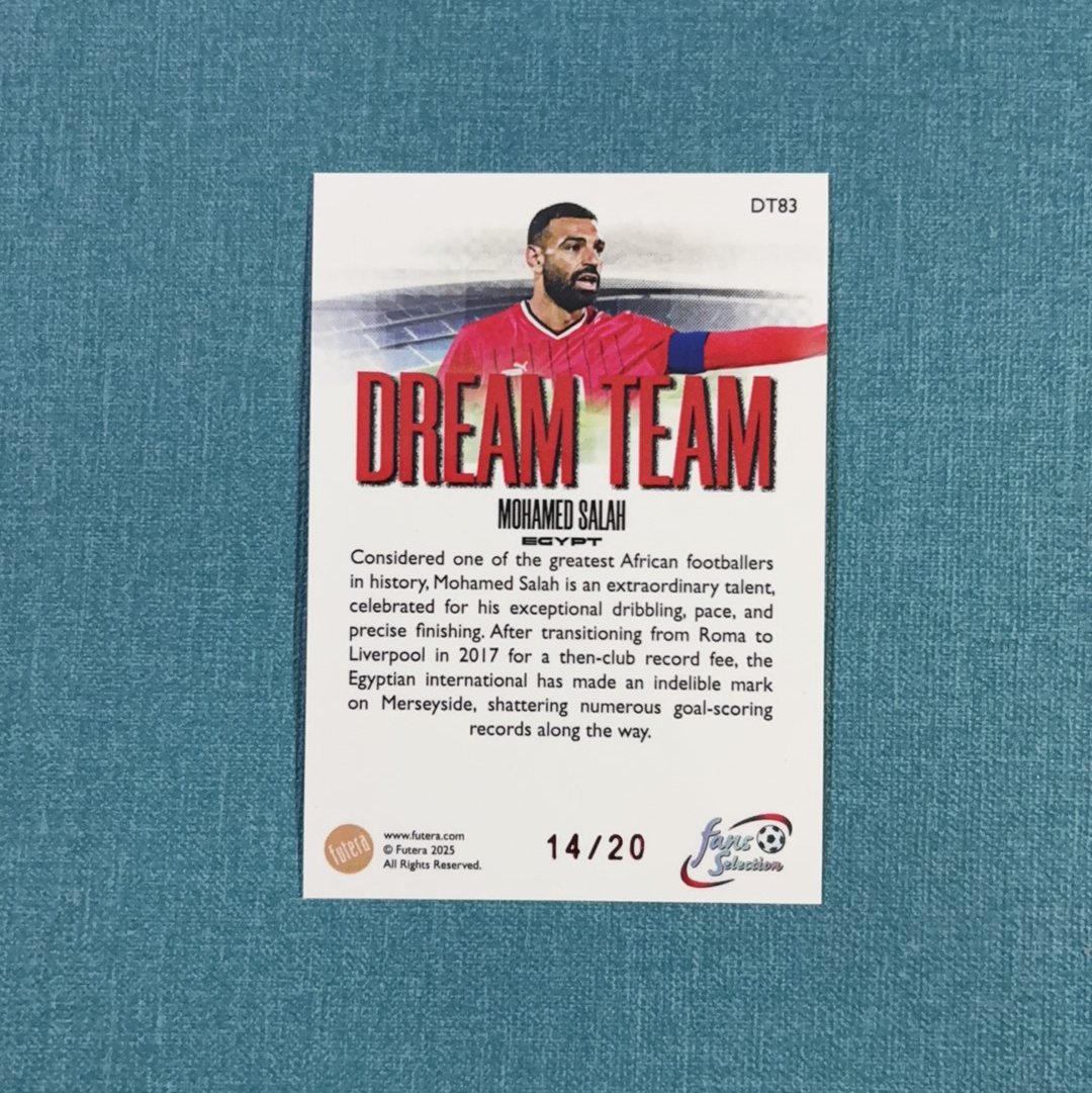 2025 Futera Fans Selection 福特拉球迷精选系列 Mohamed Salah 萨拉赫 14/20编 低编 折射 埃及 利物浦 卡品如图 FTU